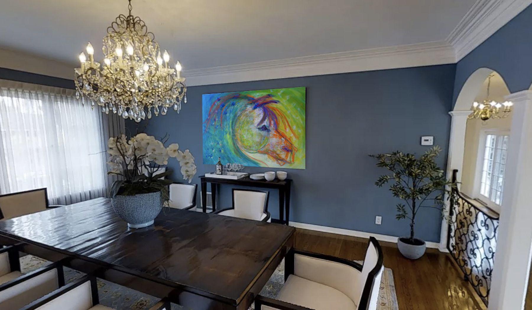 Mixed media acrylics of contemporary equestrian art - stylized horse, colorful and energetic - designed fr the modern home - dynamic brilliant color :: Painting :: Contemporary :: This piece comes with an official certificate of authenticity signed