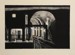 Deep Station, Subway Train Lithograph by Donna Dennis