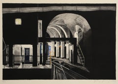 Deep Station, Subway Train Lithograph by Donna Dennis