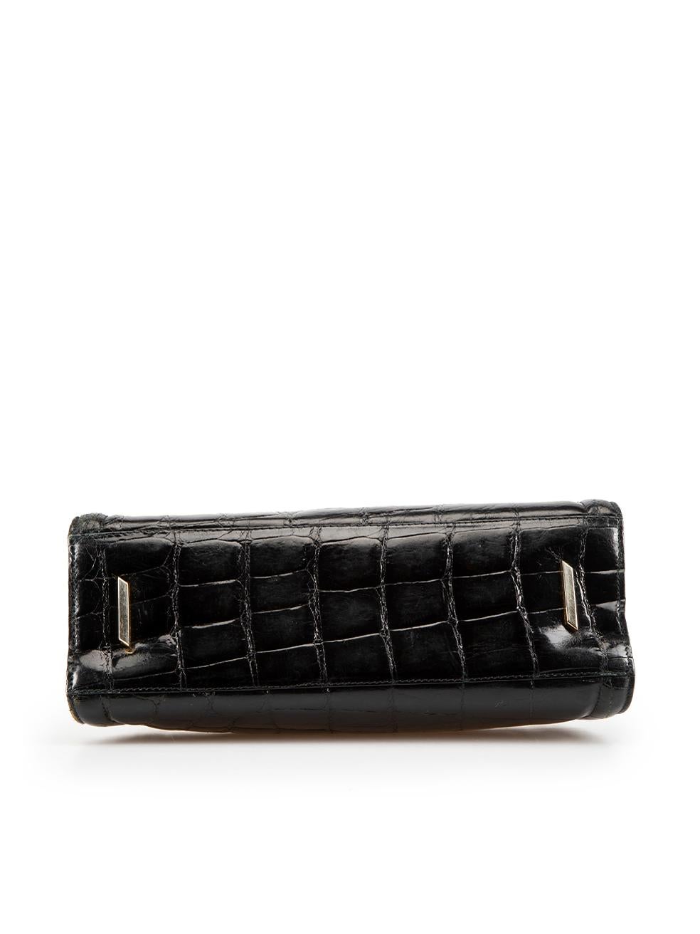 Women's Donna Elissa Black Patent Croc Embossed Handbag