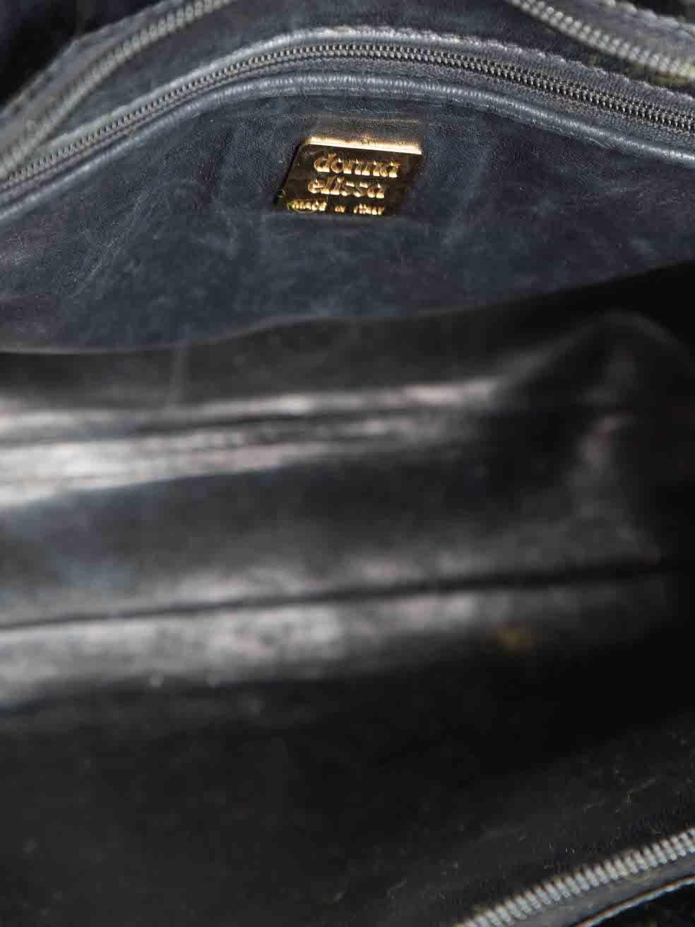Donna Elissa Black Patent Croc Embossed Handbag 1