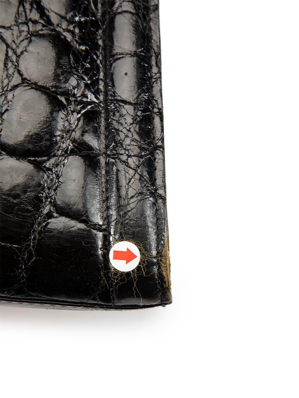 Donna Elissa Black Patent Croc Embossed Handbag 5