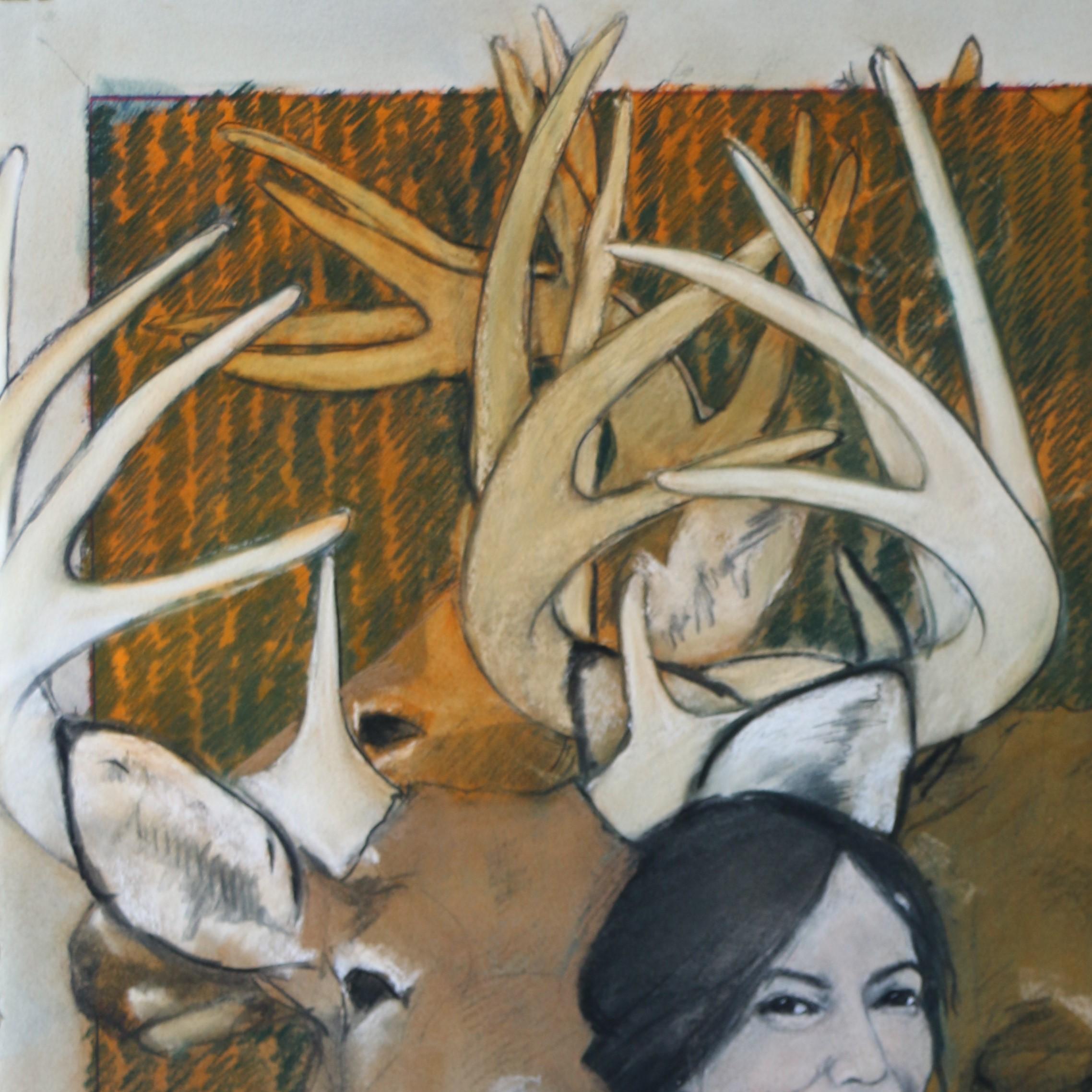 Crowned By Morning Light (woman, deer, cowgirl, antlers) - Art by Donna Howell-Sickles