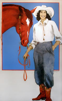 Prairie Rose (cowgirl, horse, blue, red)