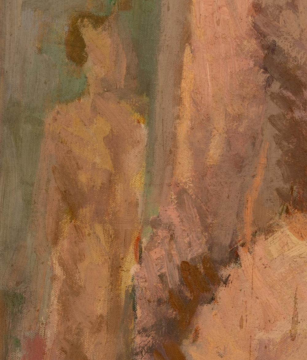 Donna Johnson Standing Nude Woman Oil on Canvas For Sale 1