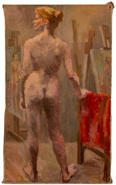 Donna Johnson Standing Nude Woman Oil on Canvas