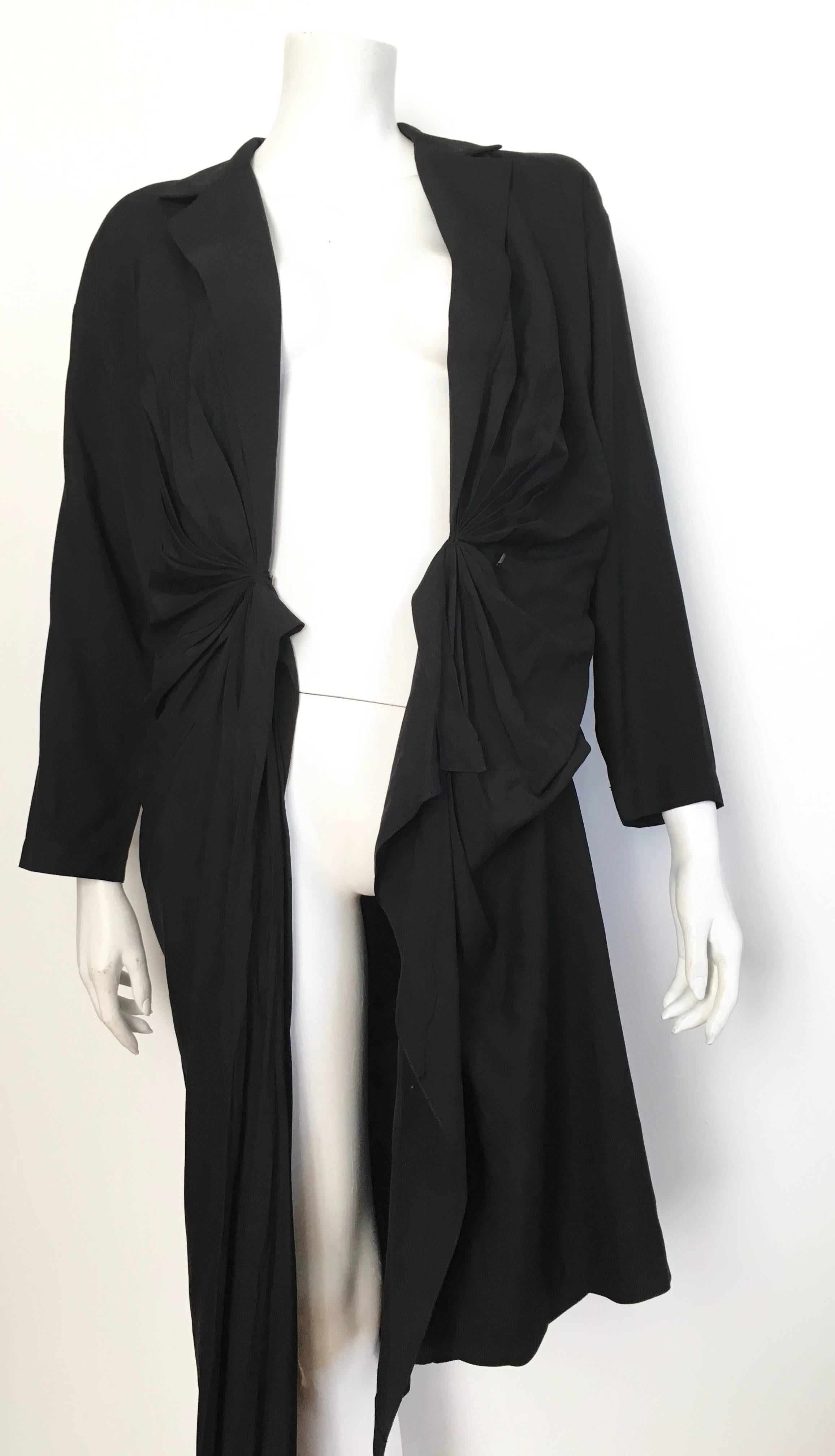Donna Karan 1980s Black Silk Wrap Dress Size 8. For Sale 3