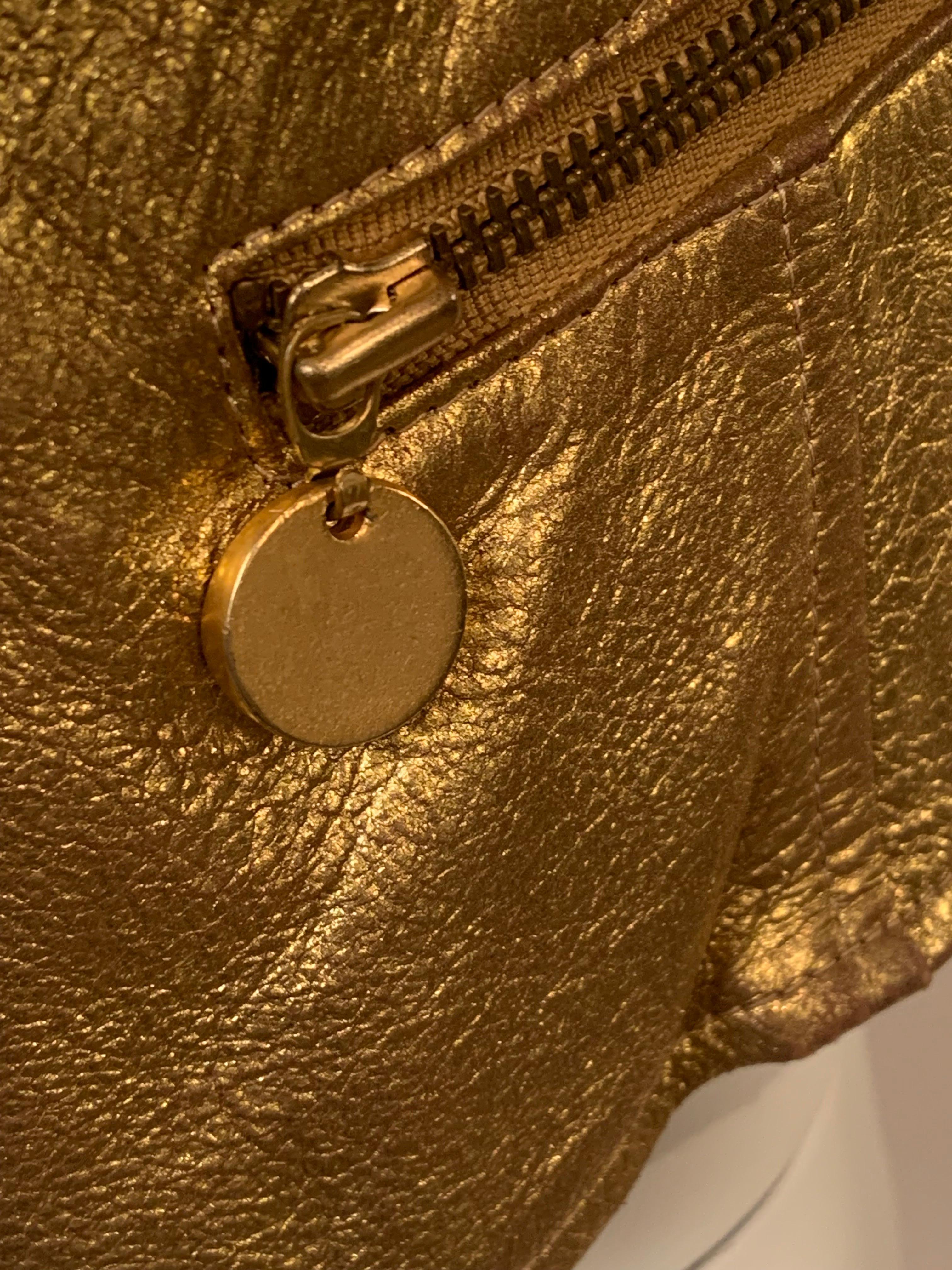Donna Karan 1980's Gold Zip Front Leather Vest In Good Condition For Sale In New Hope, PA