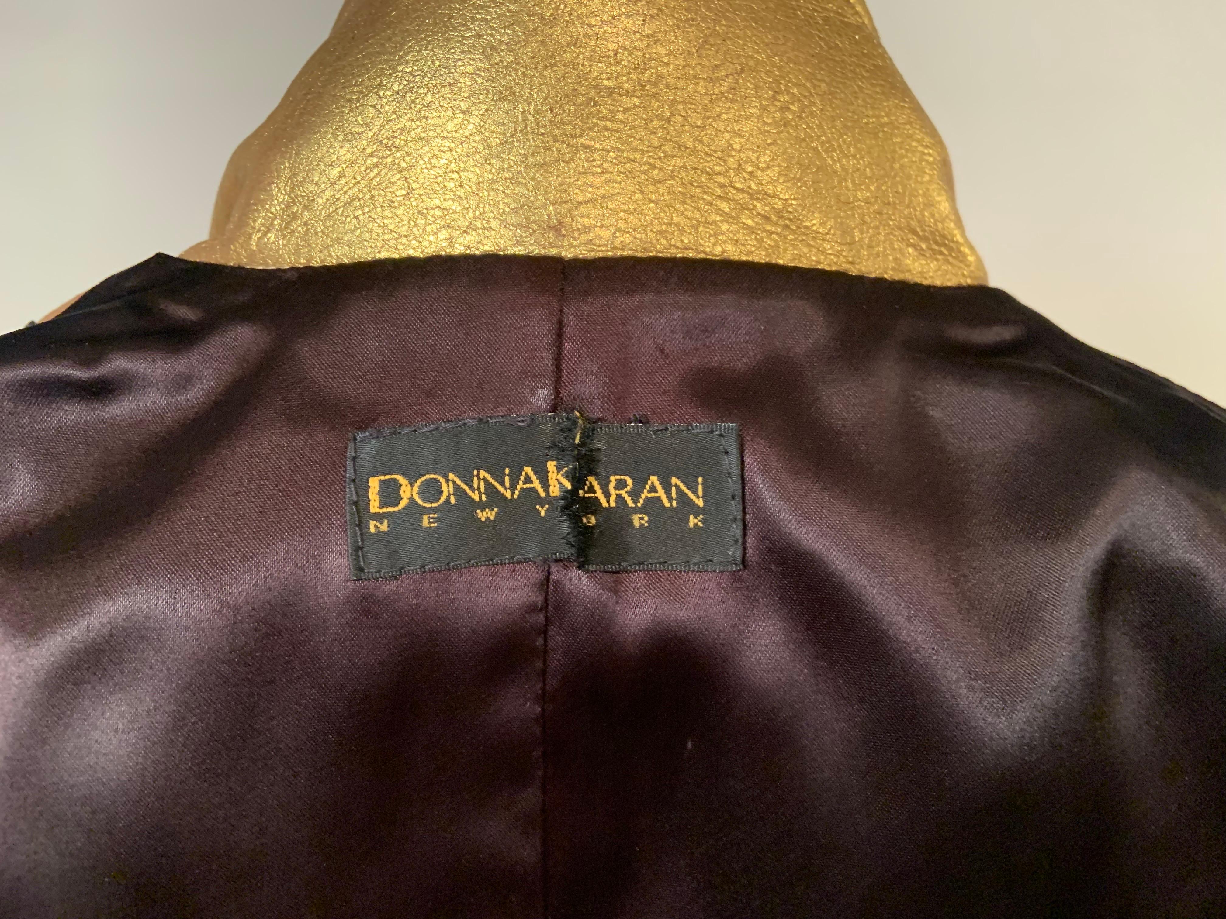 Donna Karan 1980's Gold Zip Front Leather Vest For Sale 4
