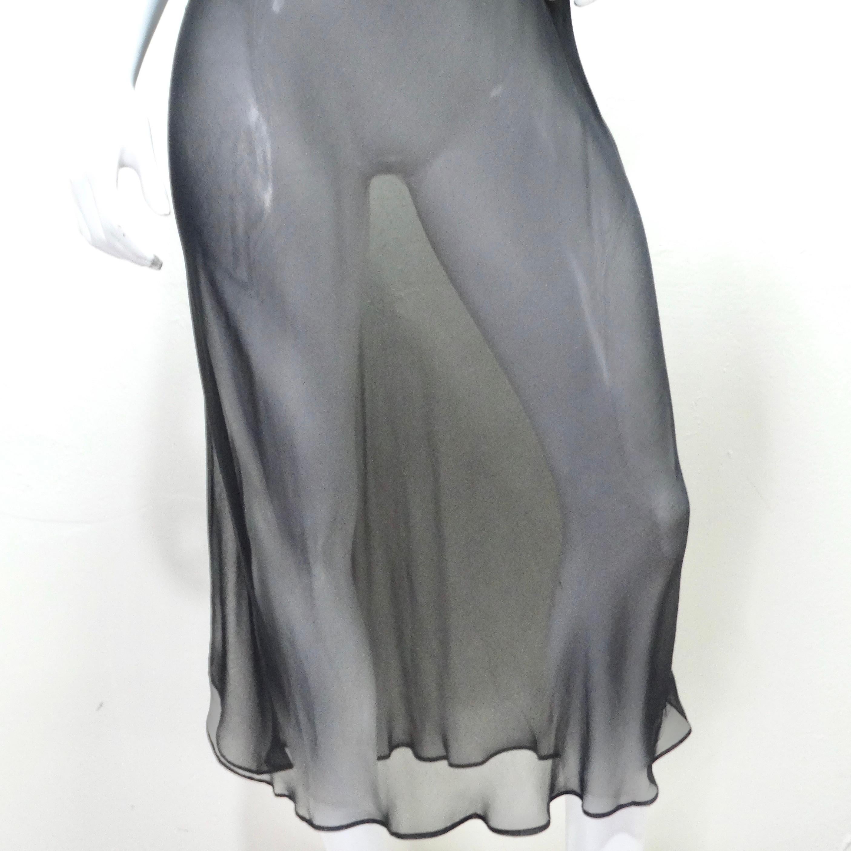 Donna Karan 1990s Black Sheer Silk Slip Dress In Good Condition In Scottsdale, AZ
