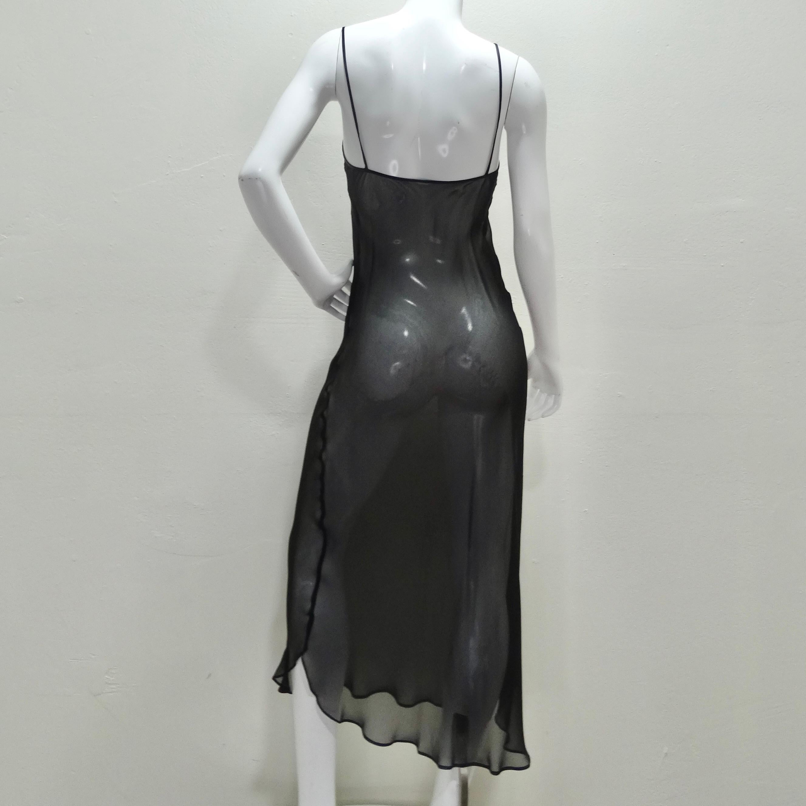 Donna Karan 1990s Black Sheer Silk Slip Dress 2