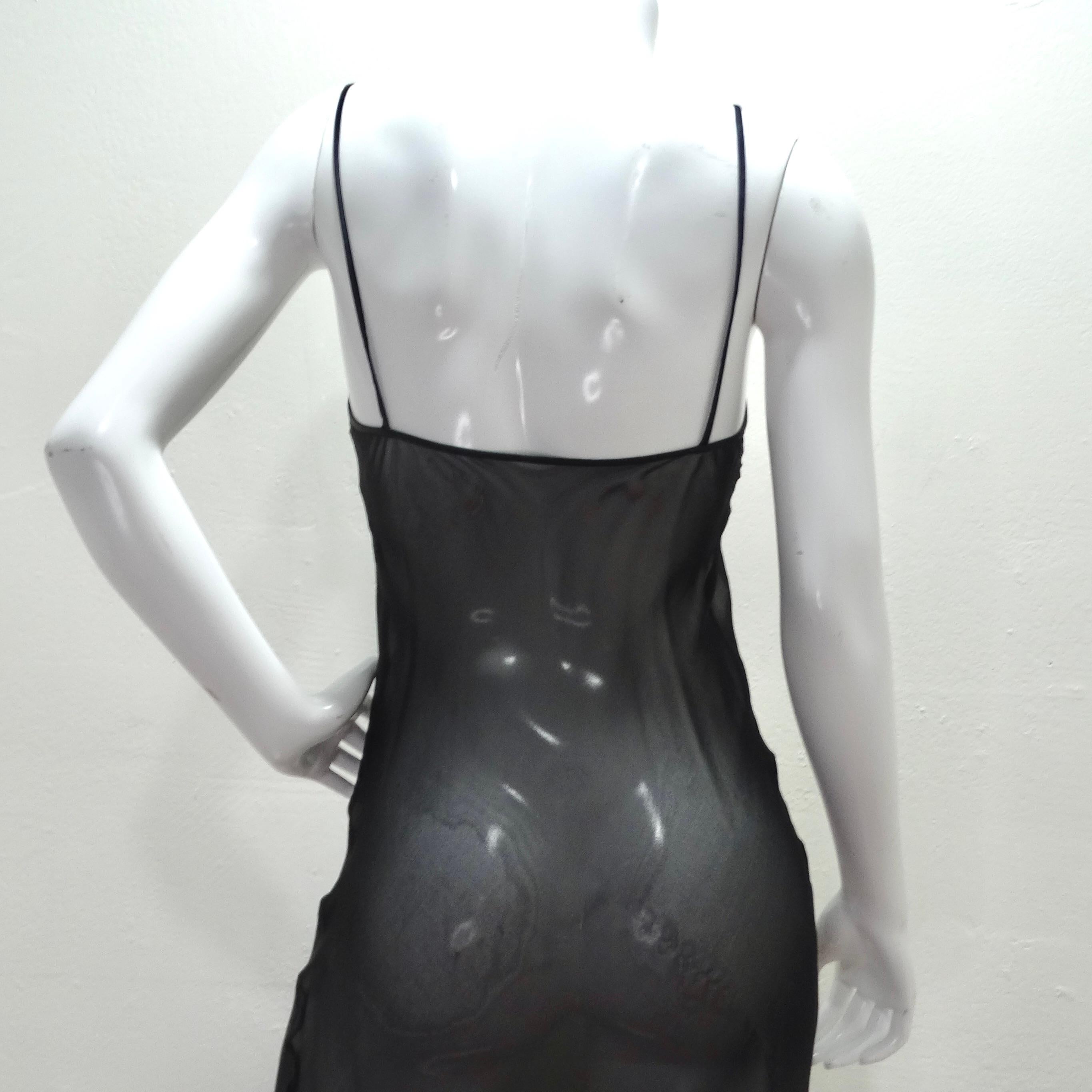 Donna Karan 1990s Black Sheer Silk Slip Dress 3