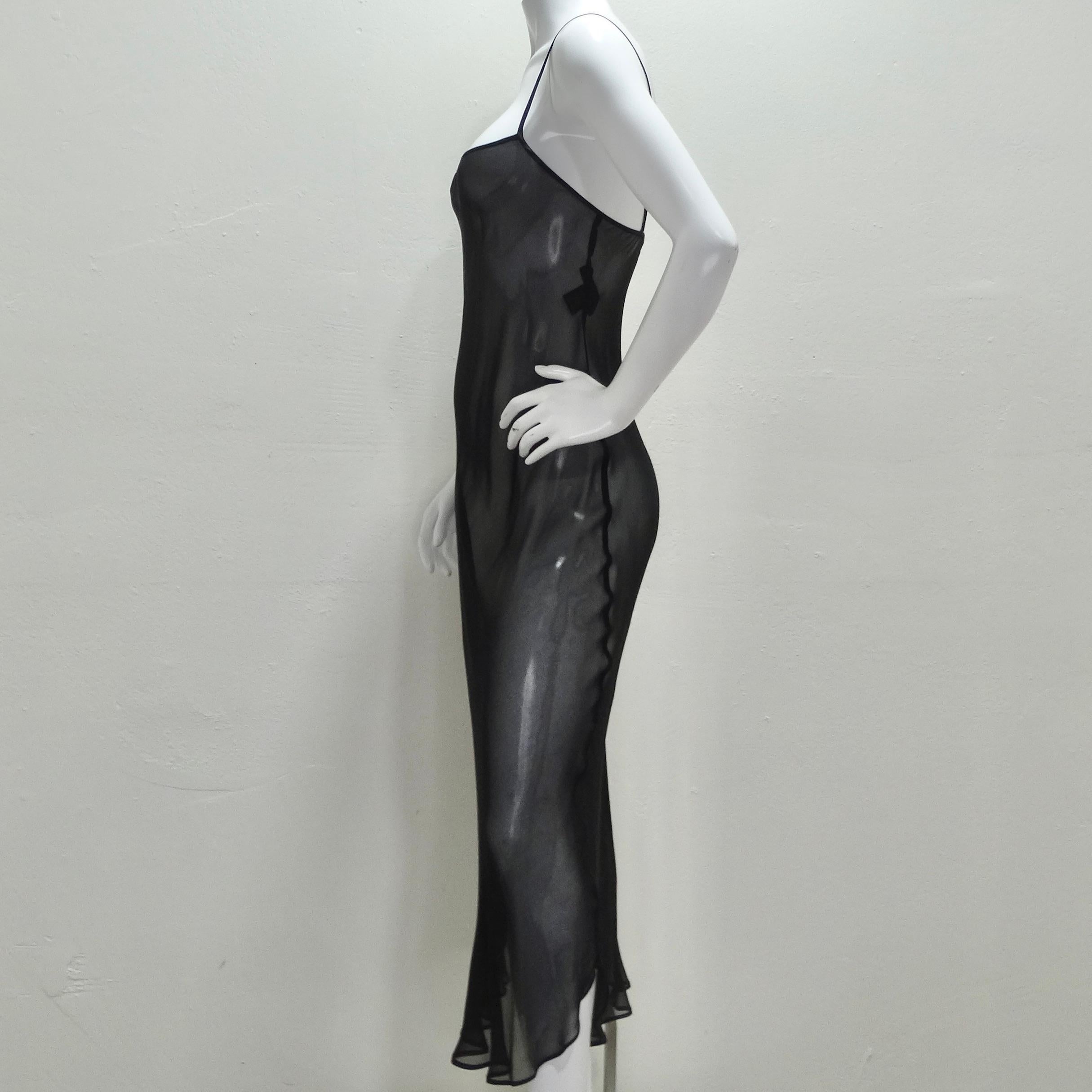 Donna Karan 1990s Black Sheer Silk Slip Dress 5