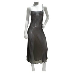 Vintage Donna Karan 1990s Black Sheer Silk Slip Dress