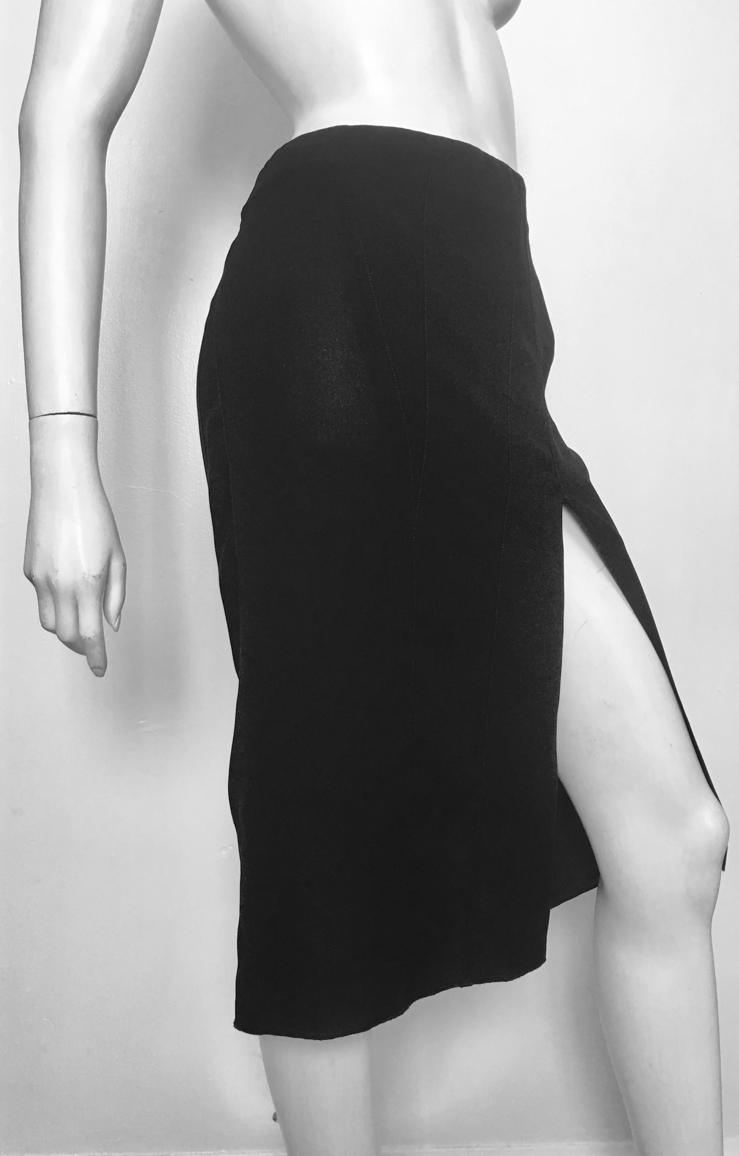 Women's or Men's Donna Karan 1990s Black Sheer Skirt Size 8, made in Italy. For Sale