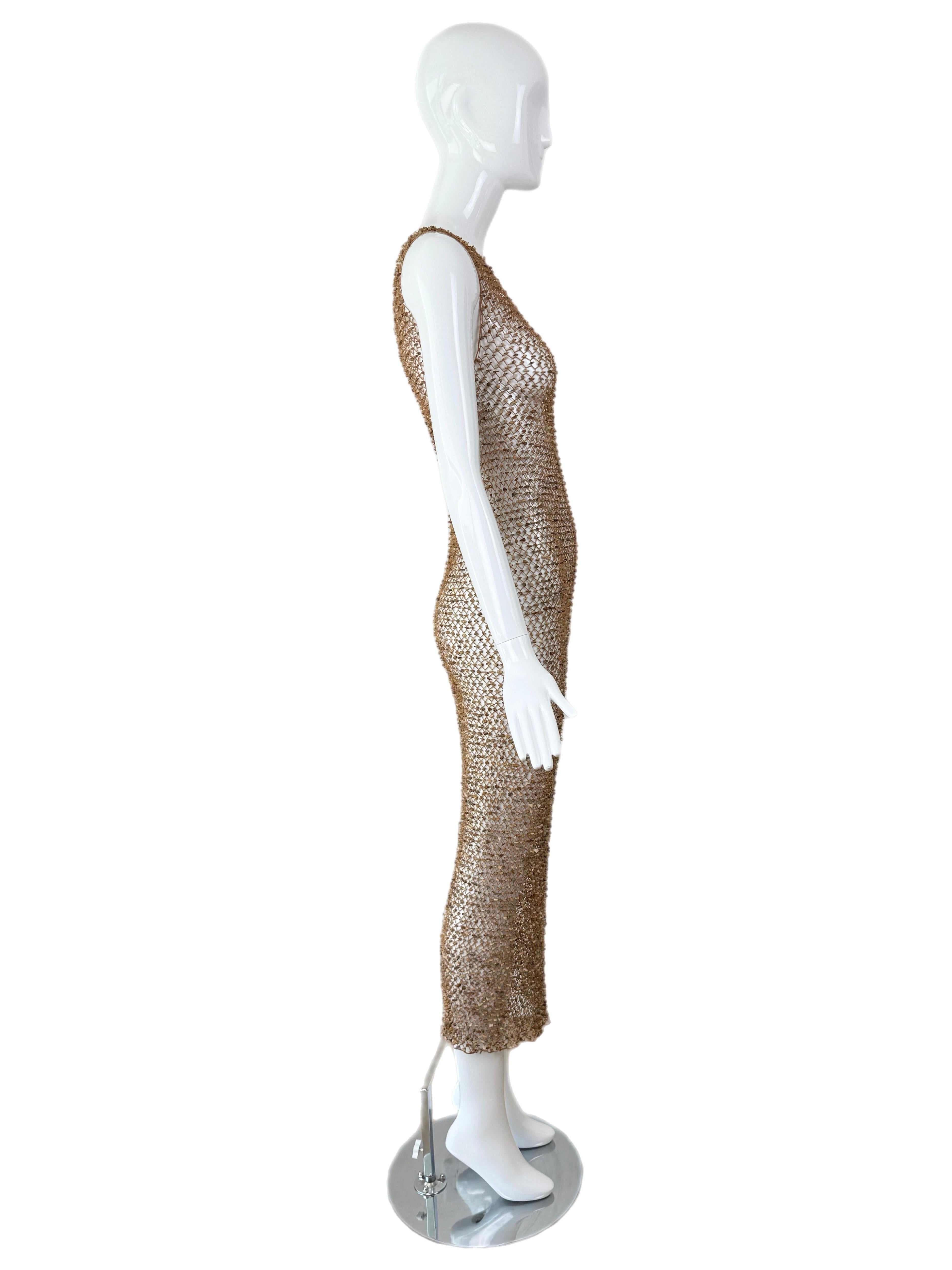 DONNA KARAN 1997 Runway Vintage Rock Dress Net Sheer In New Condition In Leonardo, NJ