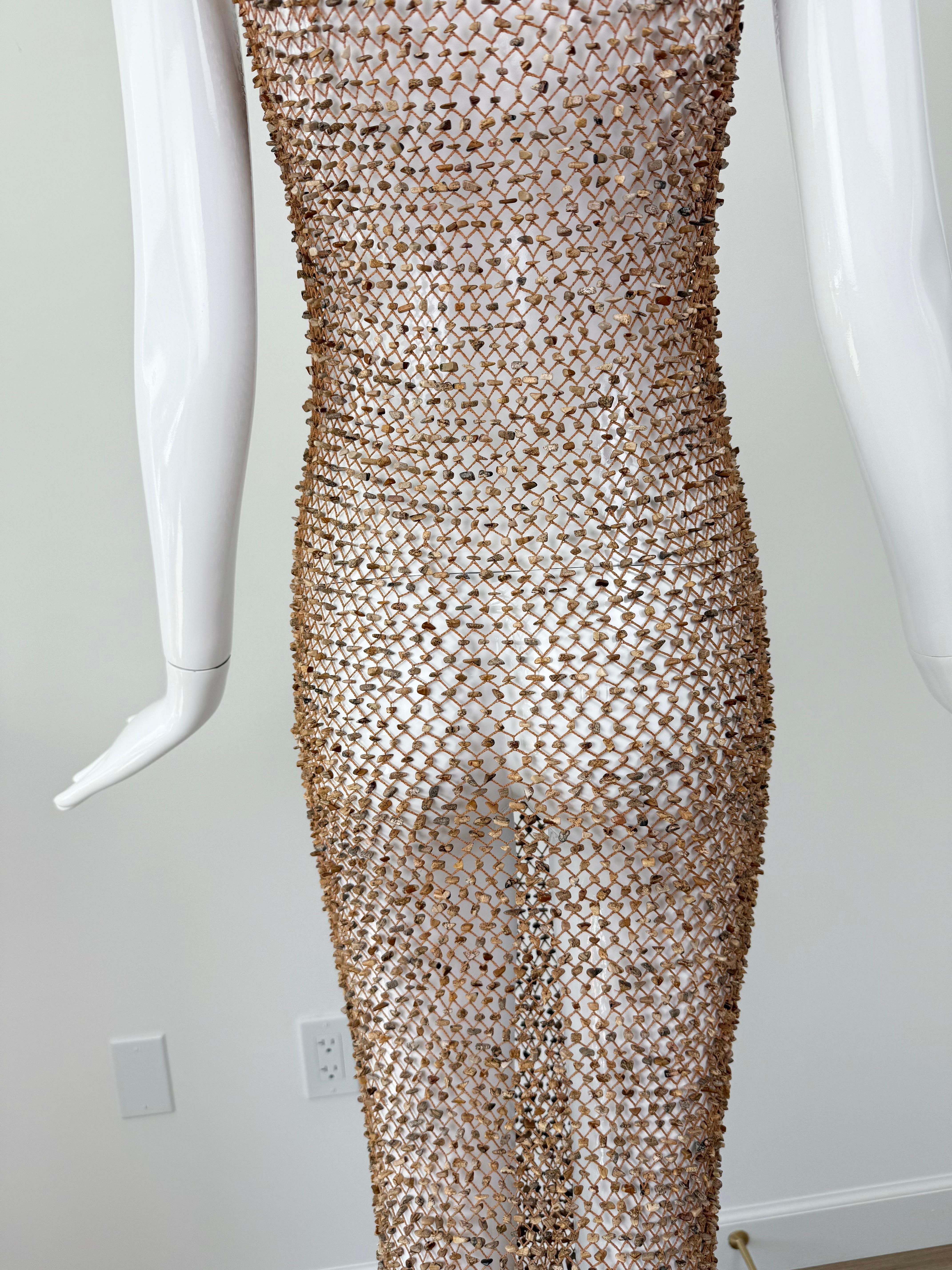 DONNA KARAN 1997 Runway Vintage Rock Dress Net Sheer 2