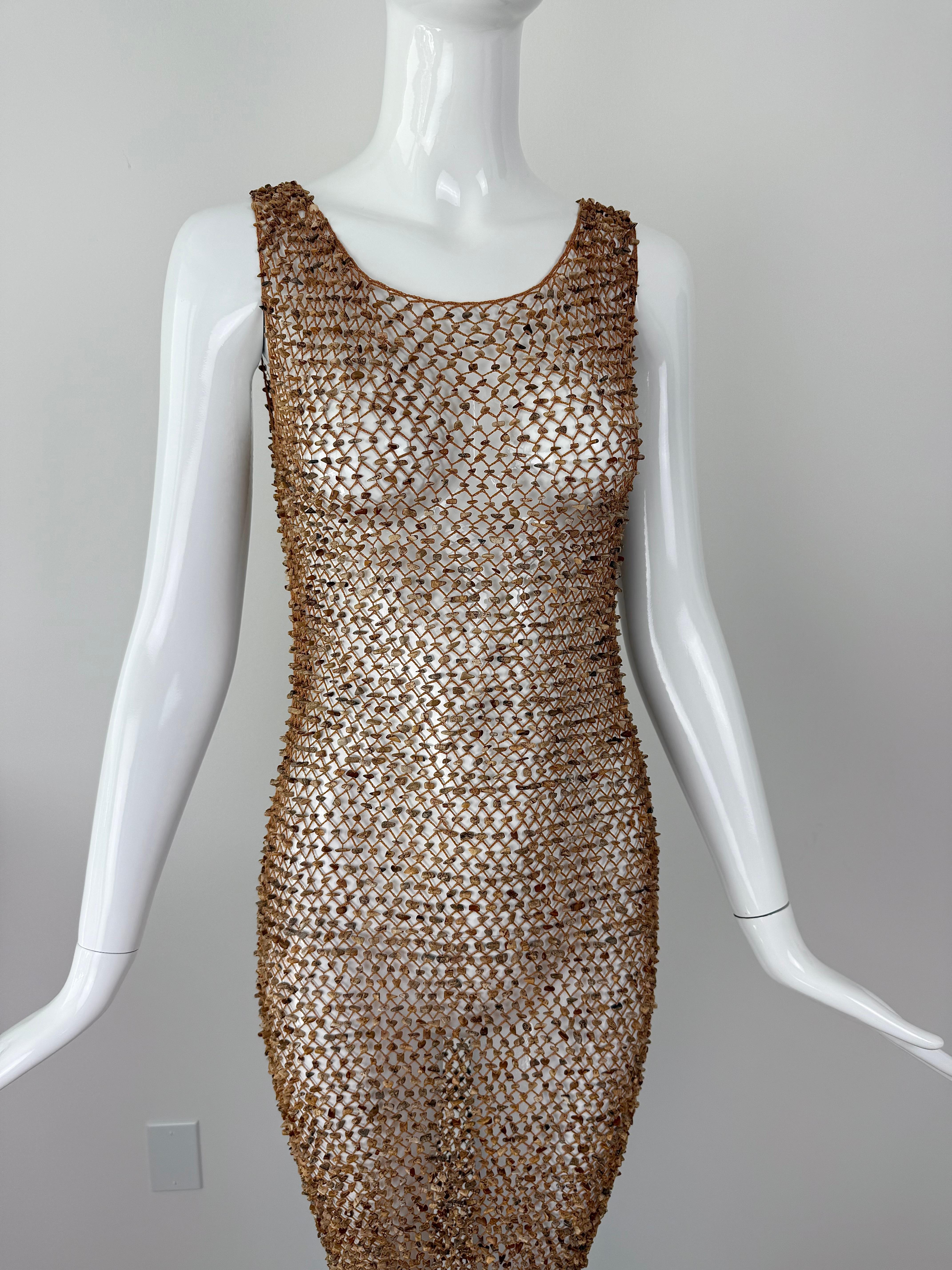 DONNA KARAN 1997 Runway Vintage Rock Dress Net Sheer 3