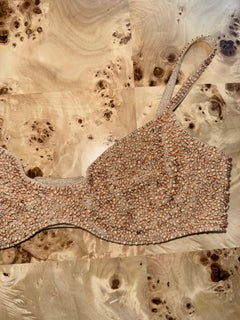 Donna Karan 1997 Vintage Gold Beaded Bra Top S.I.M.