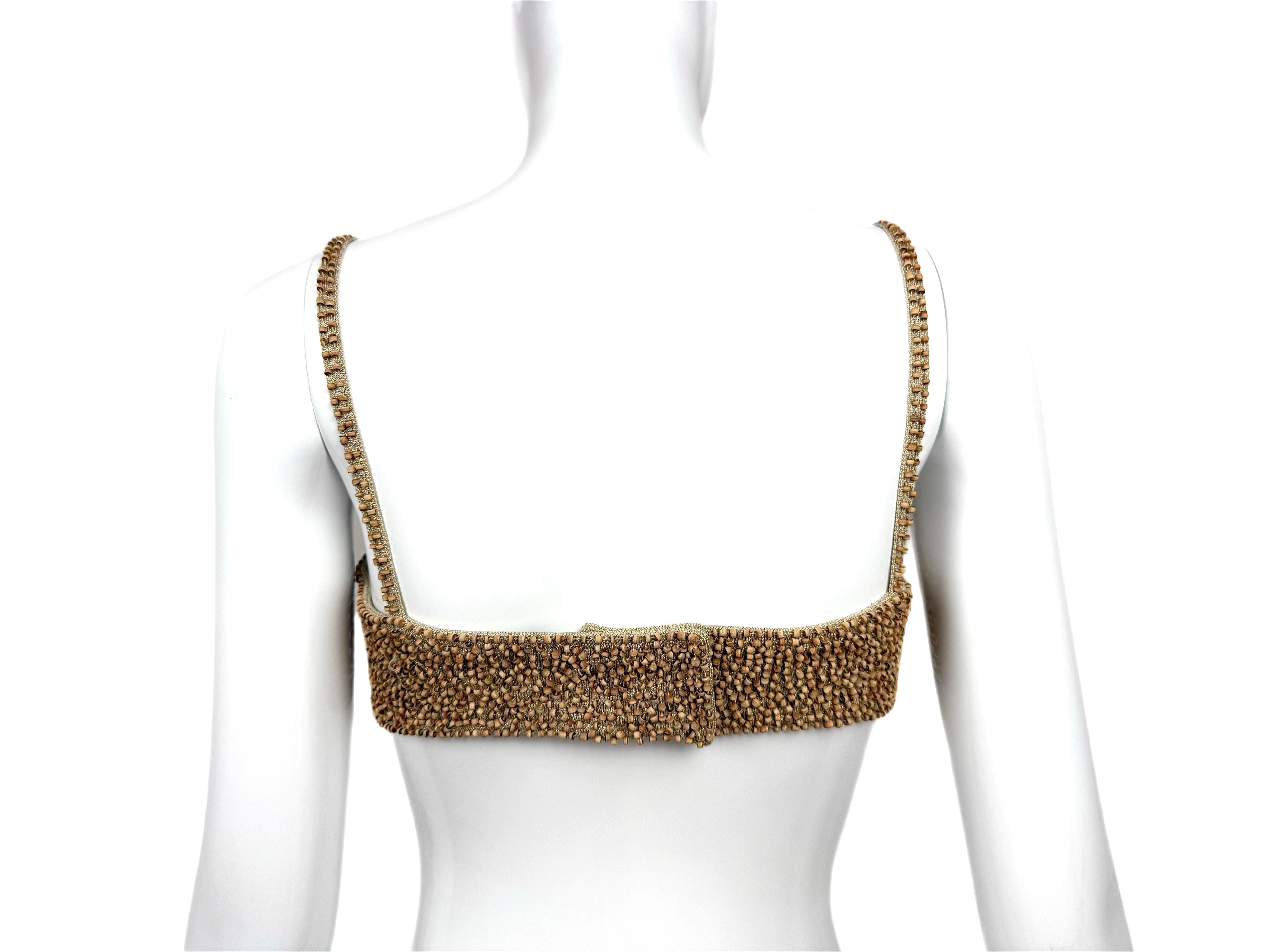 Donna Karan 1997 Vintage Gold Beaded Bra Top S.I.M. In condizioni ottime a Leonardo, NJ