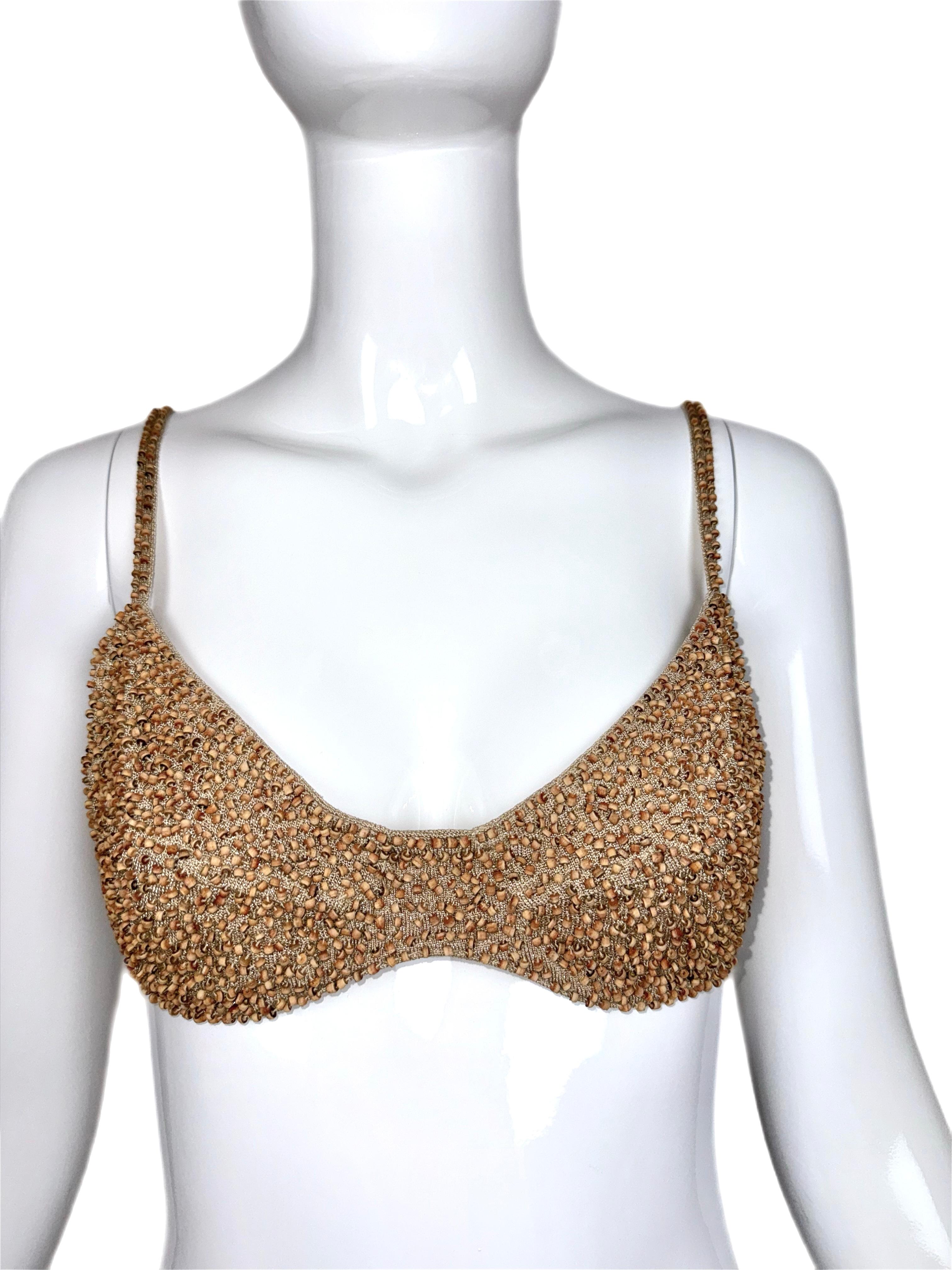 Donna Karan 1997 Vintage Gold Beaded Bra Top S.I.M. 1
