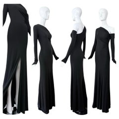 DONNA KARAN 2001 Vintage Runway Black Evening Gown Maxi Dress