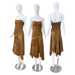 DONNA KARAN 2001 Vintage Runway Gold Leather Dress