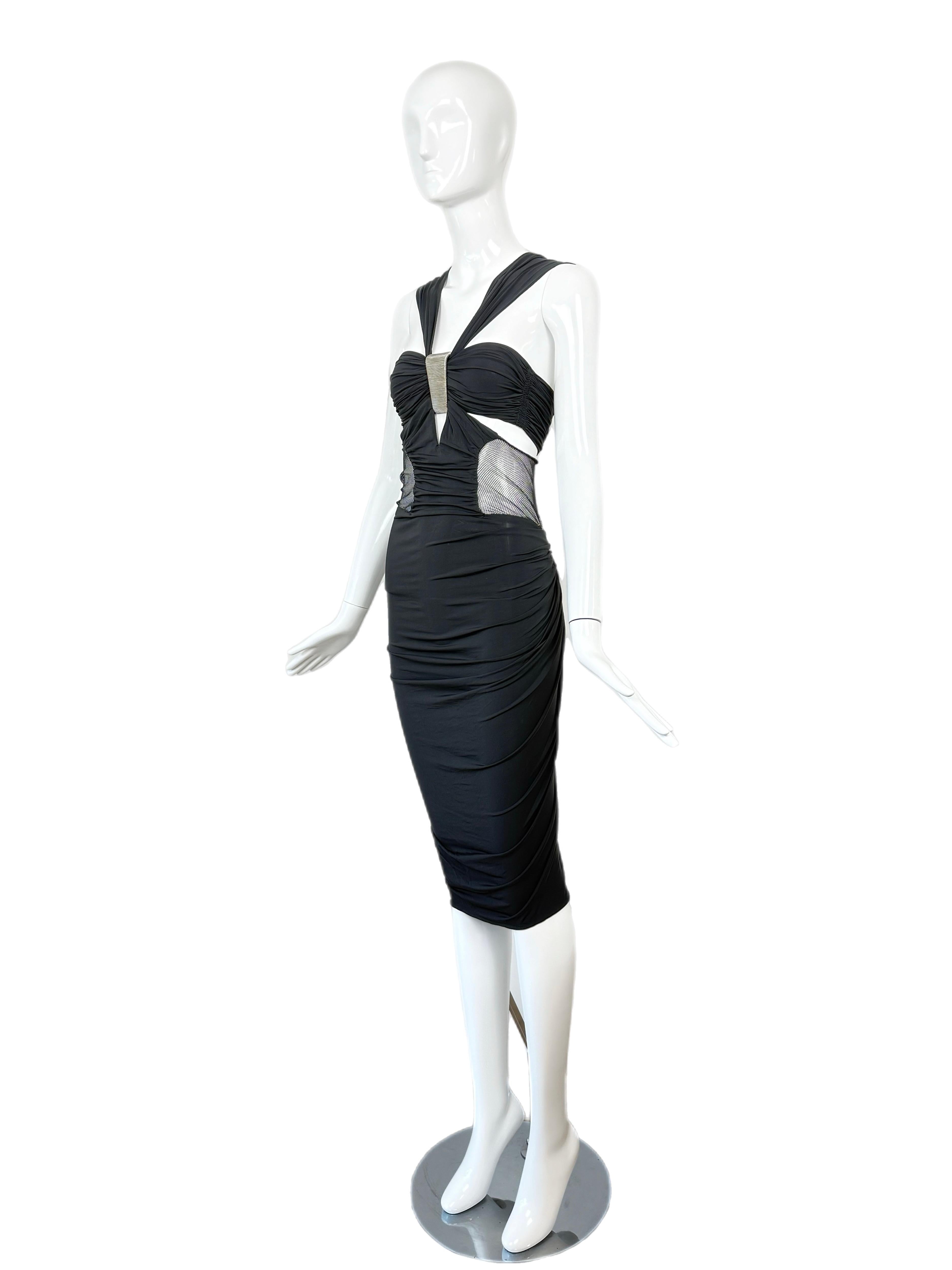 Donna Karan 2005 Vintage Black w. Robe midi A Silver Hardware Runway Style Neuf - En vente à Leonardo, NJ