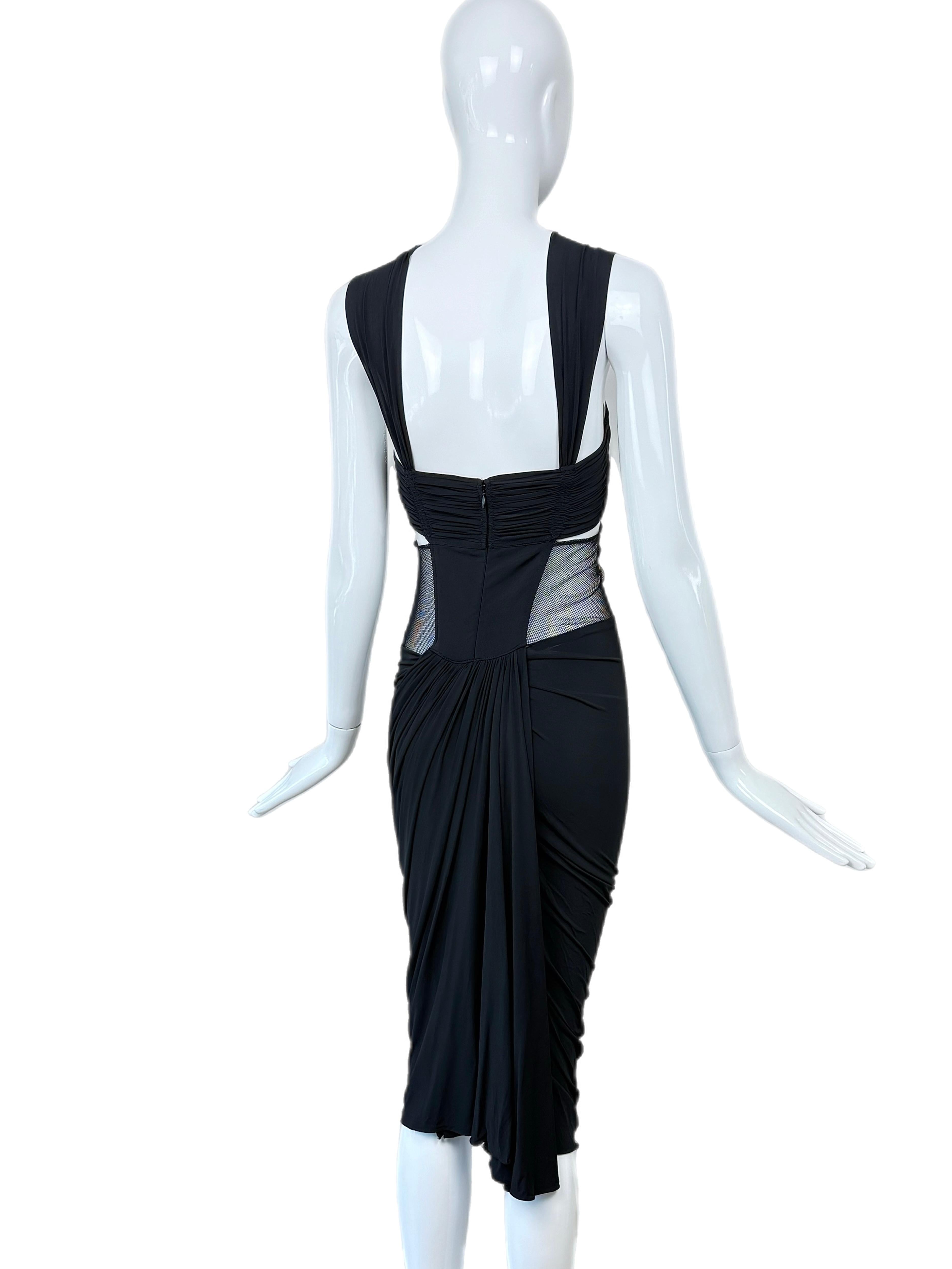 Donna Karan 2005 Vintage Black w. Robe midi A Silver Hardware Runway Style Pour femmes en vente
