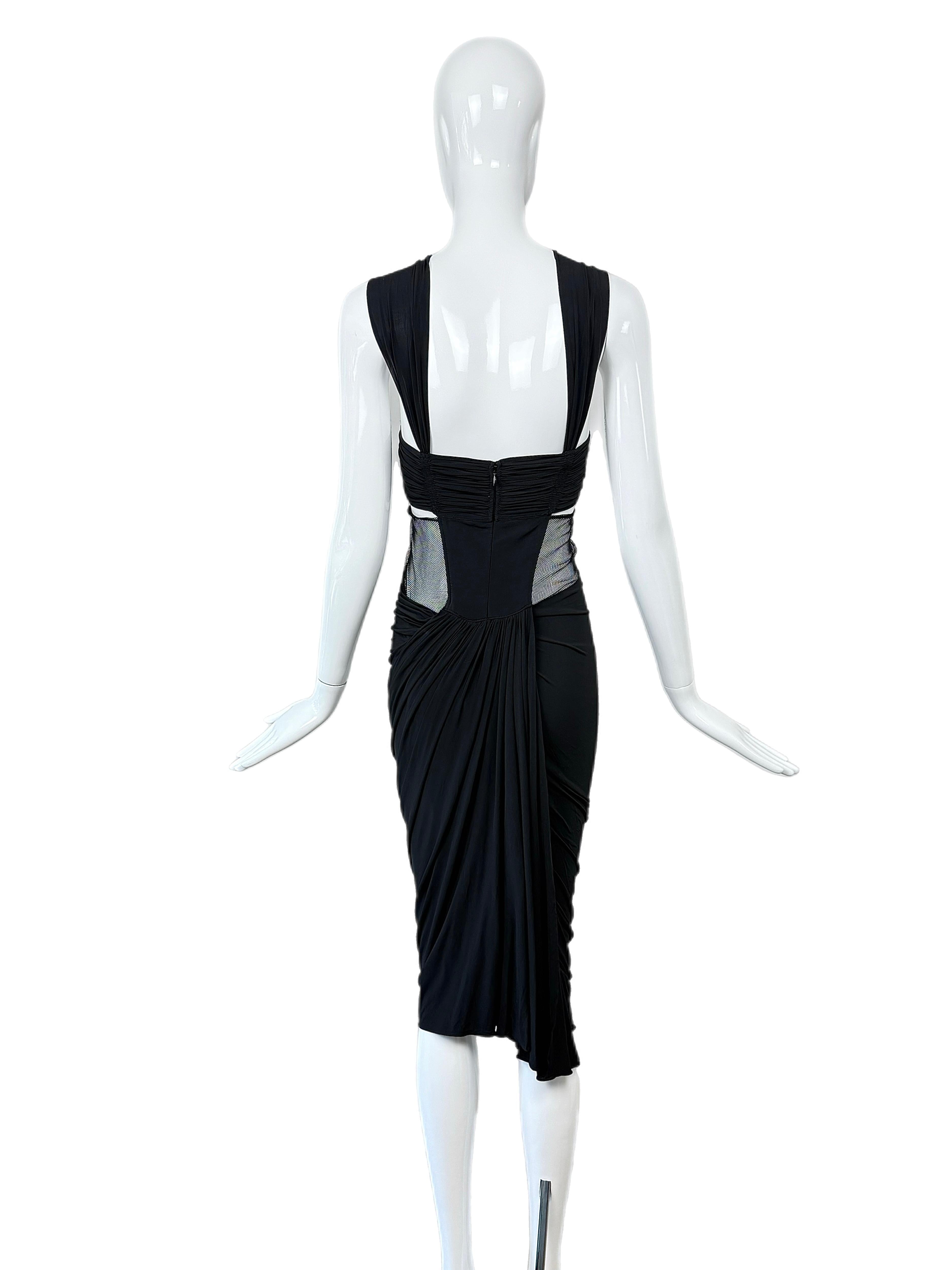 Donna Karan 2005 Vintage Black w. Robe midi A Silver Hardware Runway Style en vente 1