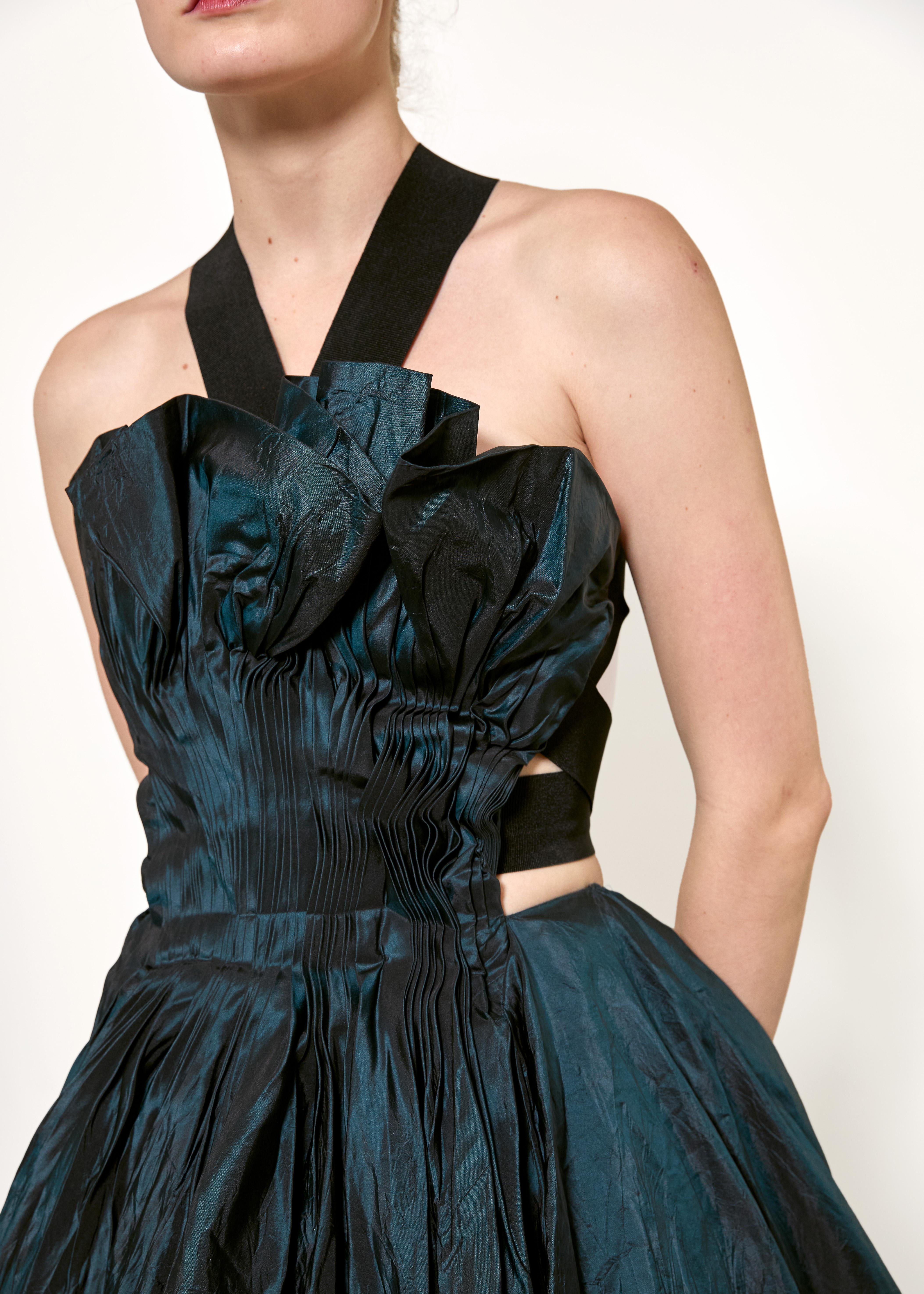 Donna Karan 2006 Iridescent Blue Taffeta Gown 1