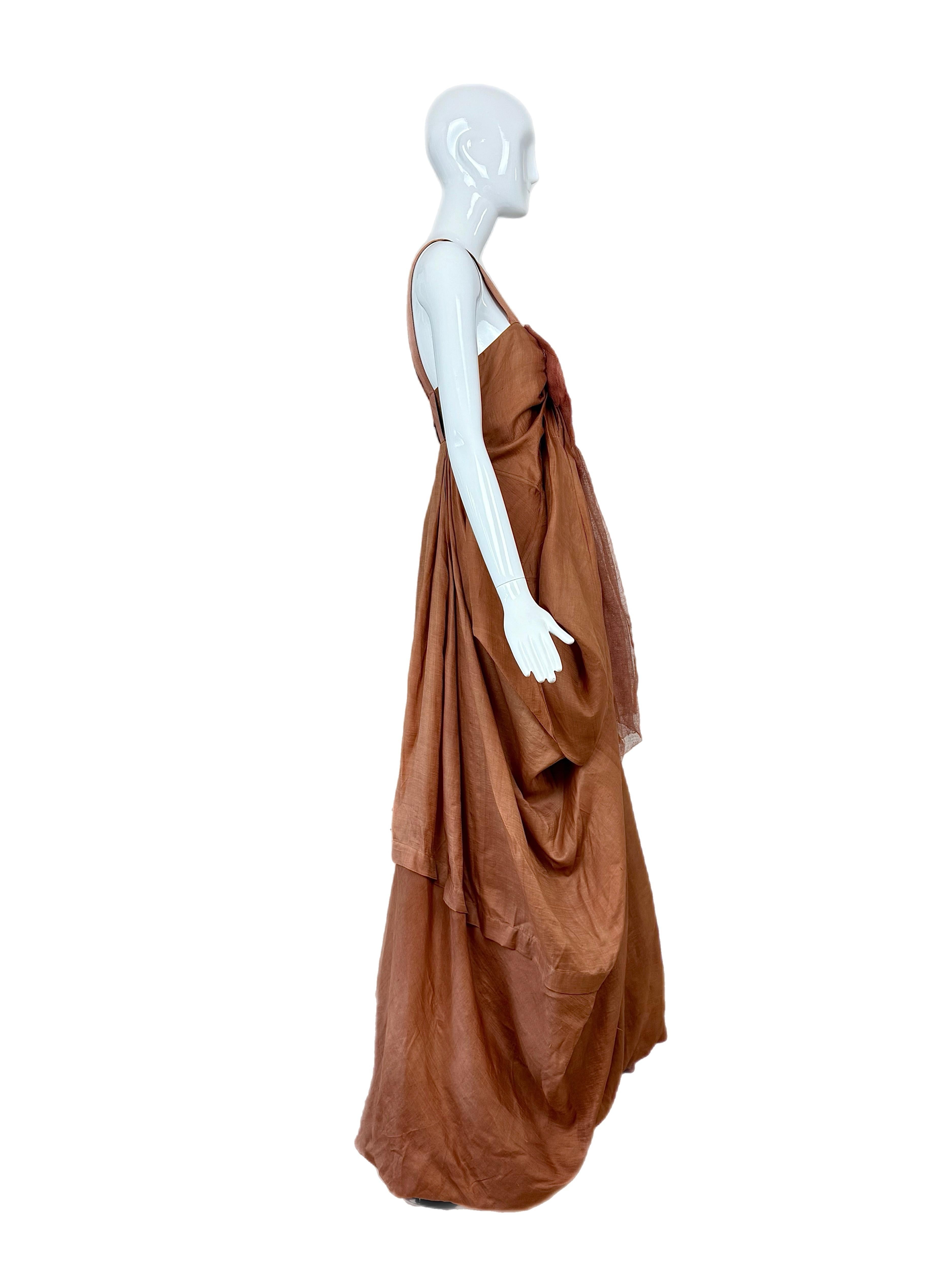 DONNA KARAN 2008 Vintage Laufsteg Muster 1:1 Abend Ballkleid Maxikleid (Braun) im Angebot