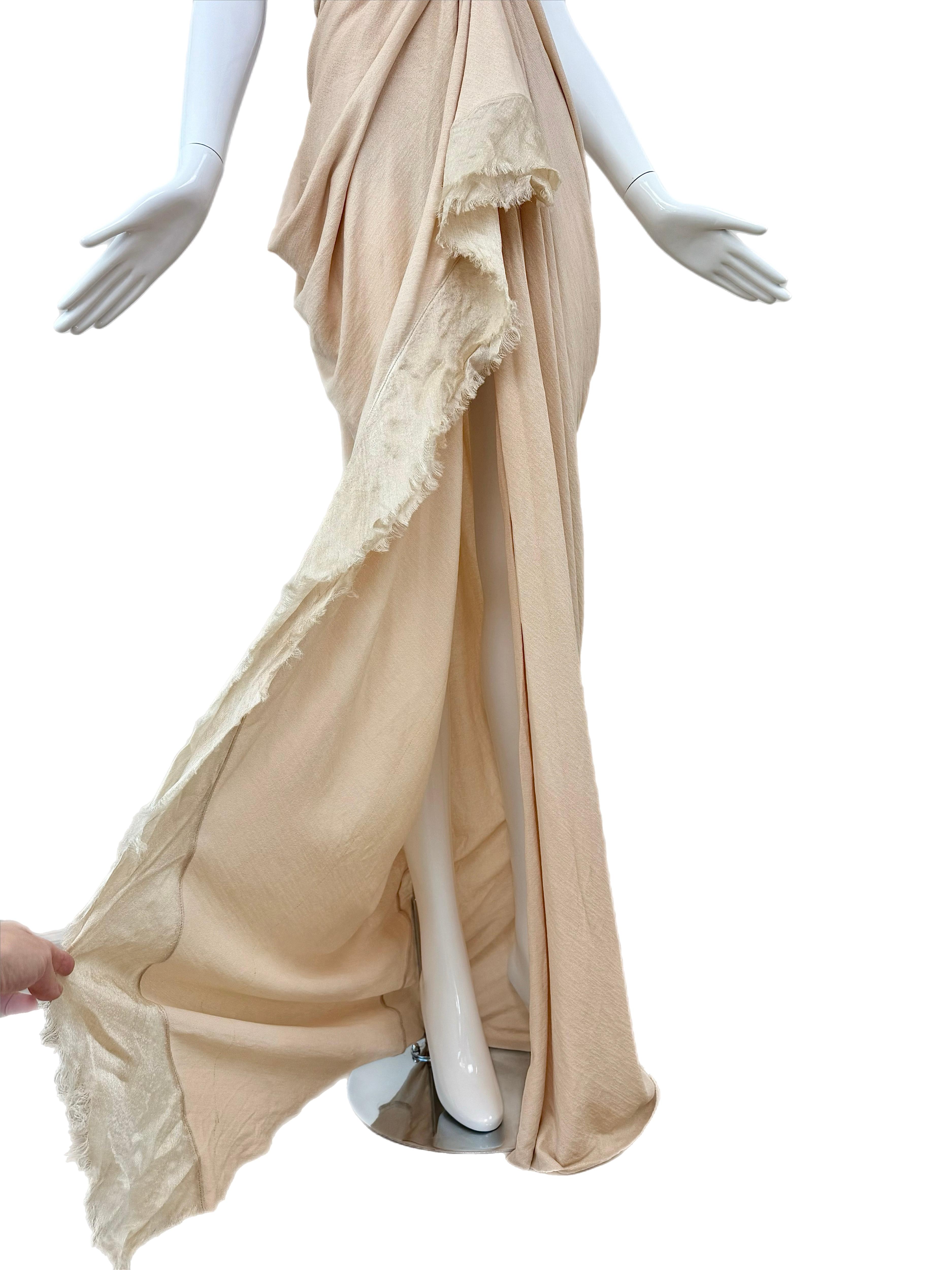 Women's DONNA KARAN 2008 Vintage Runway Sample 1:1 Nude Gown Maxi Dress For Sale