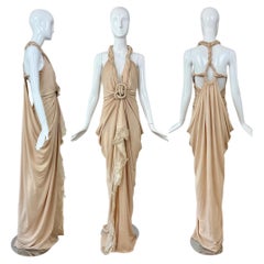 DONNA KARAN 2008 Vintage Runway Sample 1:1 Nude Gown Maxi Dress