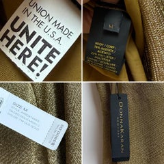 DONNA KARAN 2009 Vintage Gold Drapiertes Abendkleid mit Rollkragen