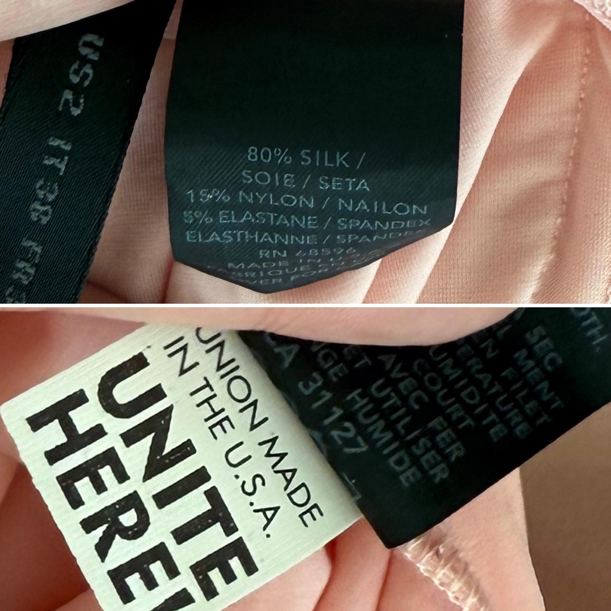 Donna Karan
Vintage
Collection Salsa 2009
Rose poudré pâle
Soie lourde
Taille USA 2
Etiquette de marque enlevée
Excellent état vintage, taches mineures qui disparaîtront avec un nettoyage à sec.

Vente finale
