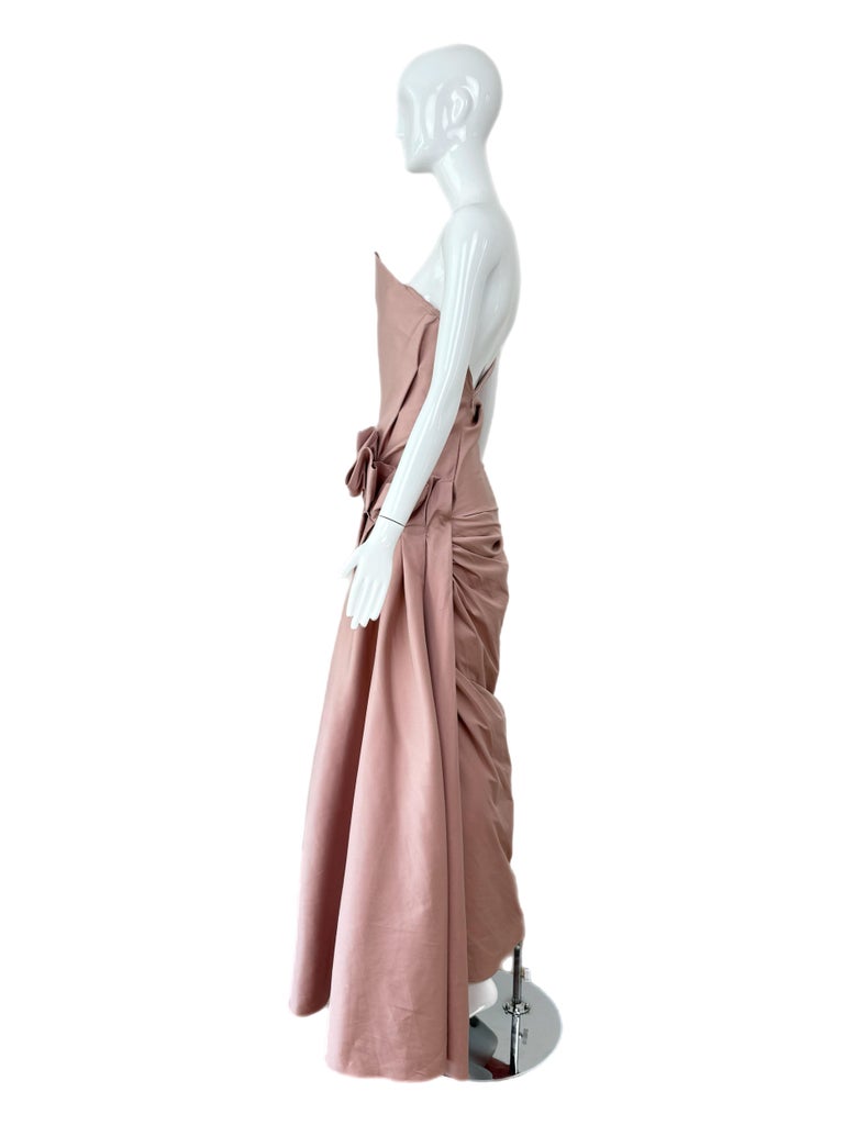 DONNA KARAN 2009 Vintage Pink Silk Evening Gown Maxi Dress Runway at 1stDibs