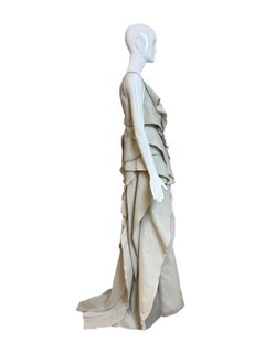 DONNA KARAN 2012 Vintage Runway Grey Gauzy Silk Blend Gown Bridal Wedding