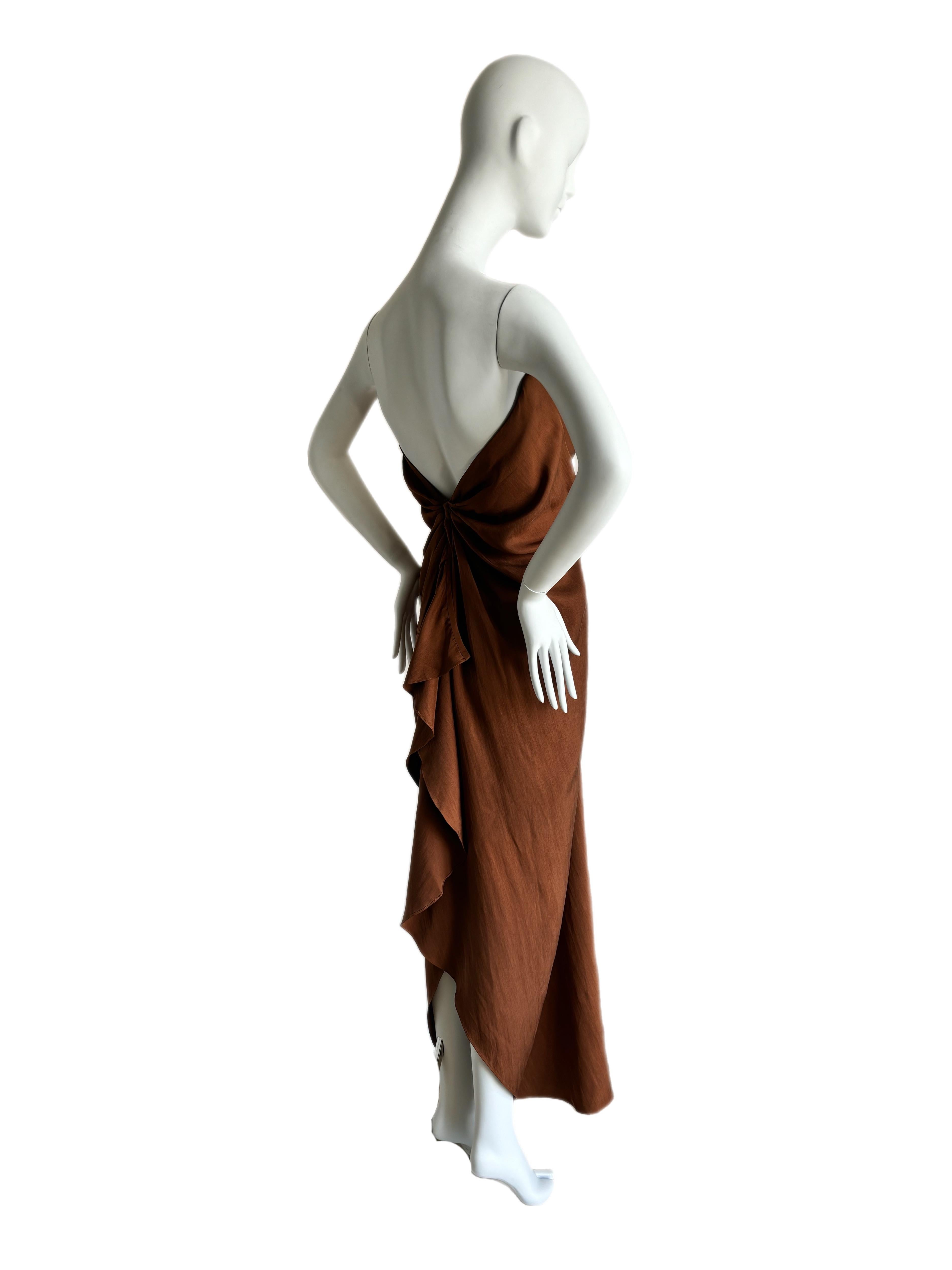 DONNA KARAN 80/90's Vintage Silk Evening Gown Maxi Dress In Excellent Condition For Sale In Leonardo, NJ