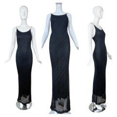 DONNA KARAN 90's vintage black beaded maxi dress evening gown