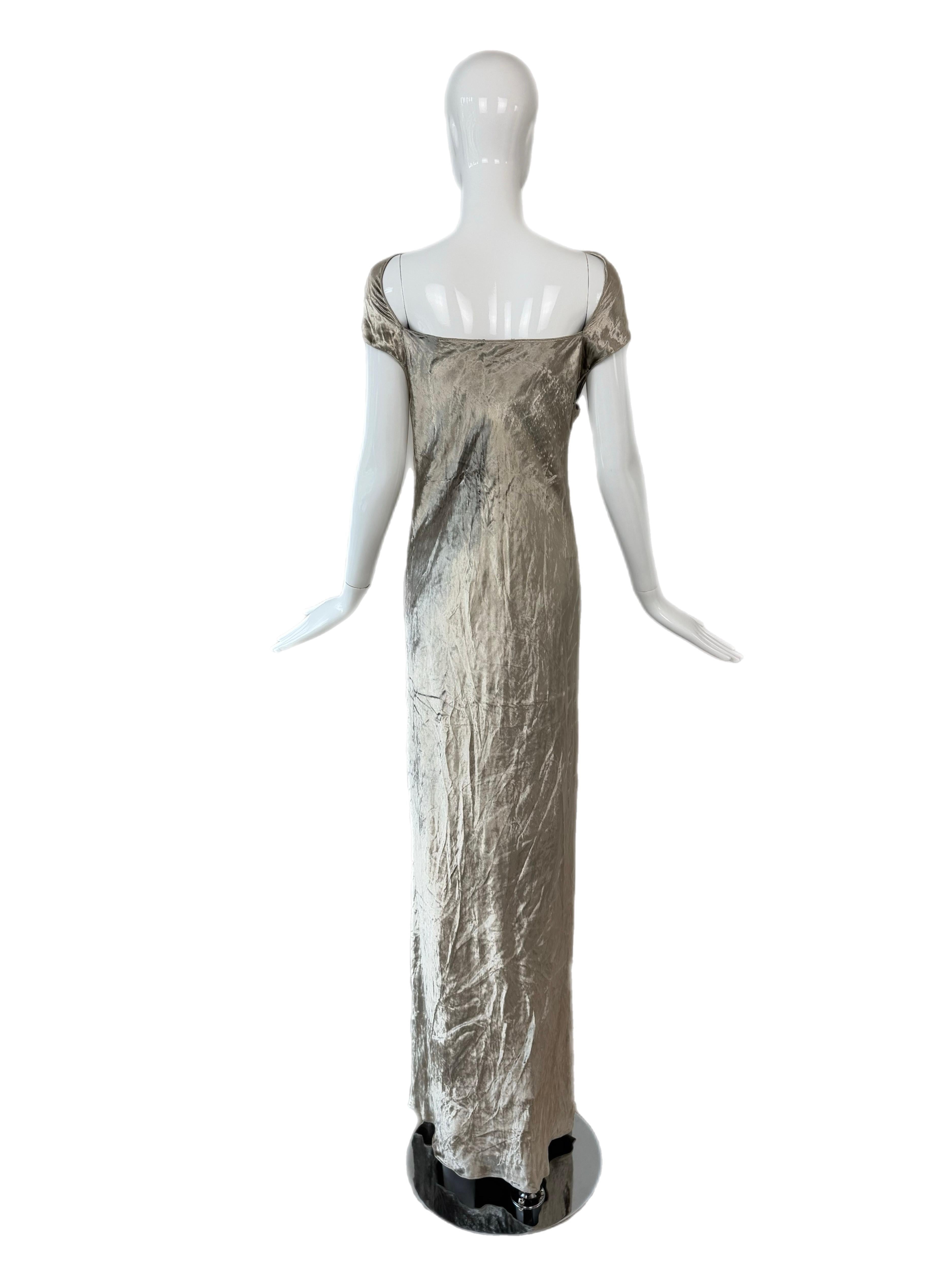 De las mujeres DONNA KARAN 90's Vintage Vestido de terciopelo aplastado Maxi Vestido en venta