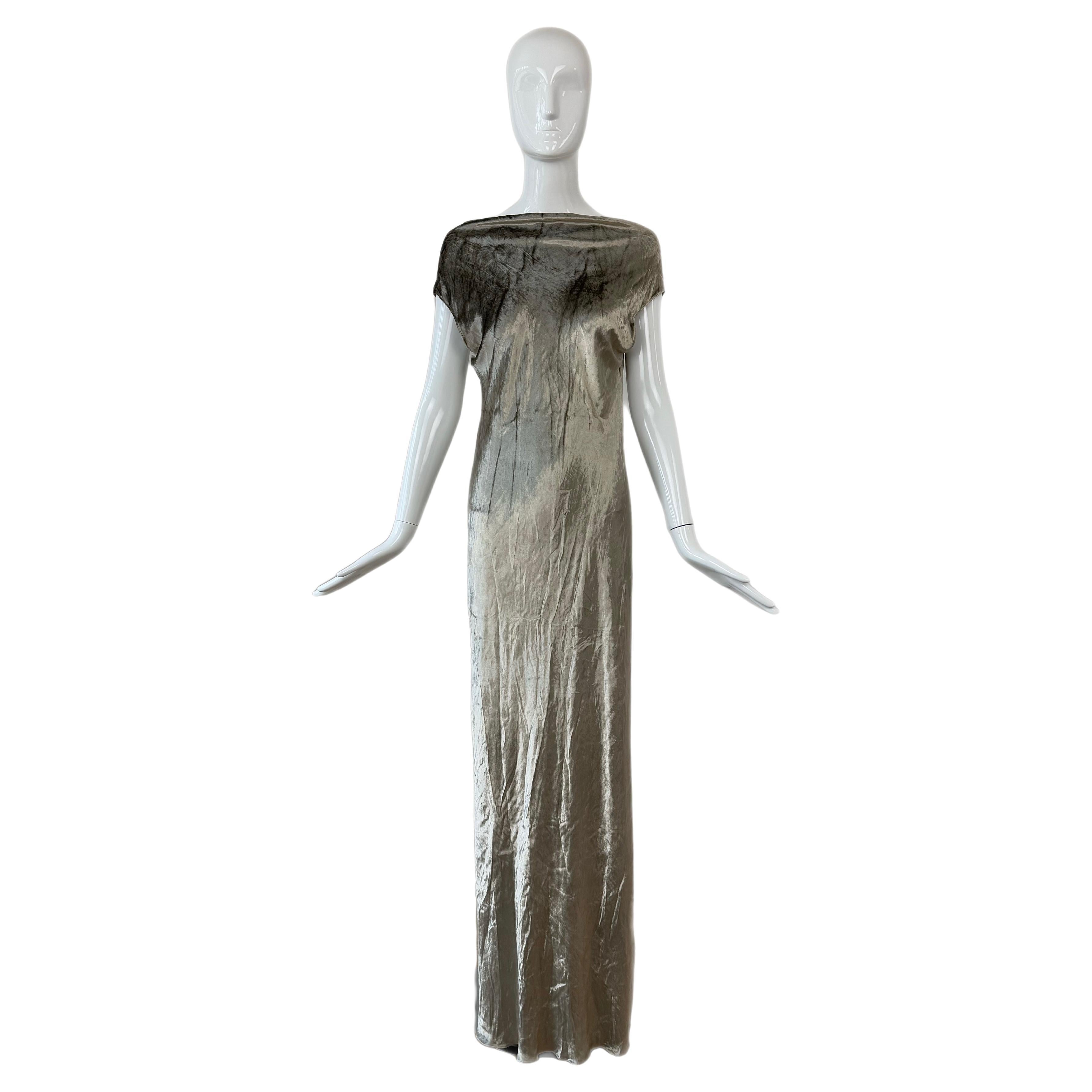 DONNA KARAN 90's Vintage Vestido de terciopelo aplastado Maxi Vestido en venta
