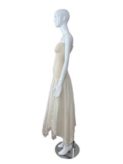 Maxivestido largo sin tirantes de seda marfil vintage de los 90 DONNA KARAN
