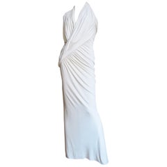 Donna Karan Asymmetric Ruched Silk Halter Dress