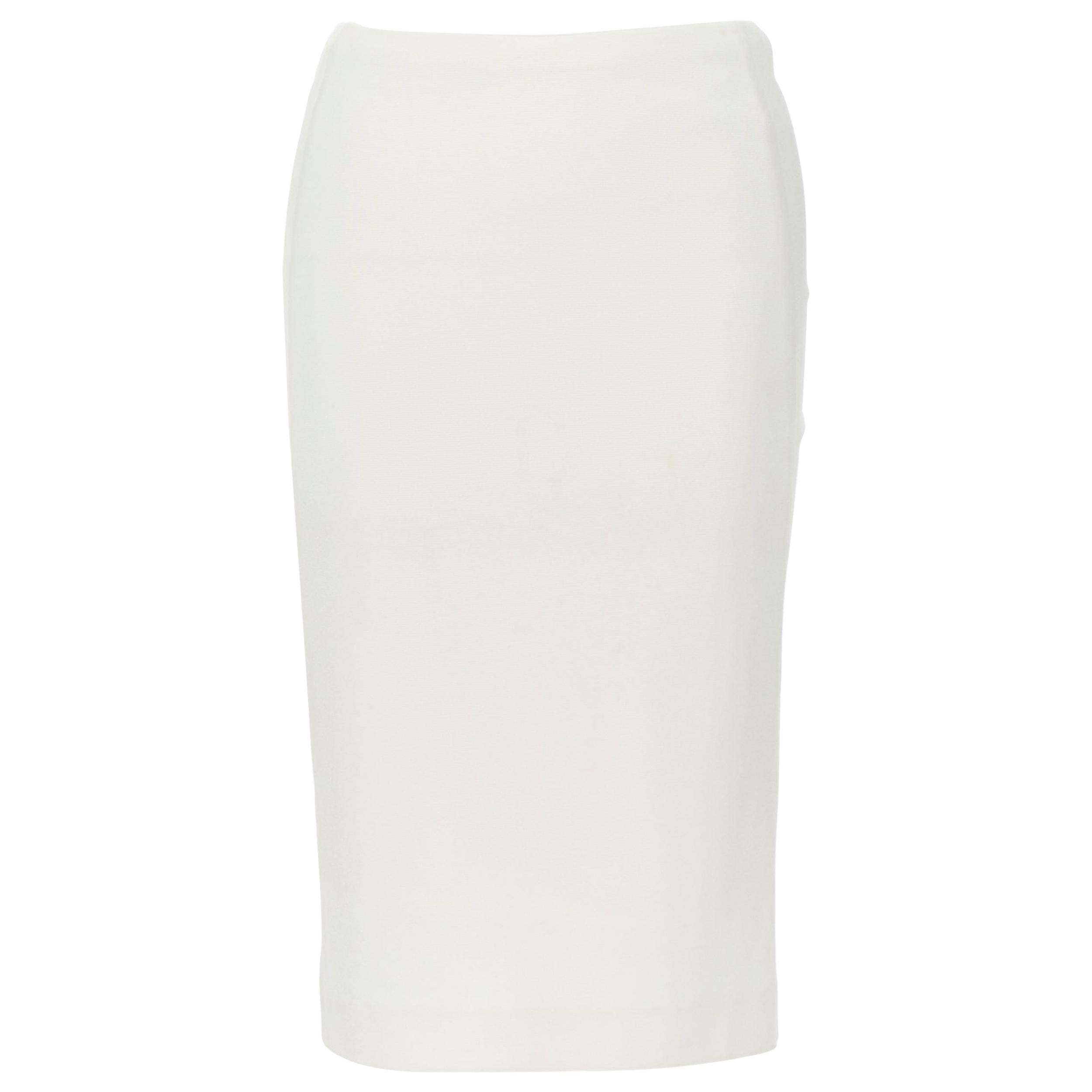 DONNA KARAN jupe crayon stretch en maille viscose beige crème XS 24"