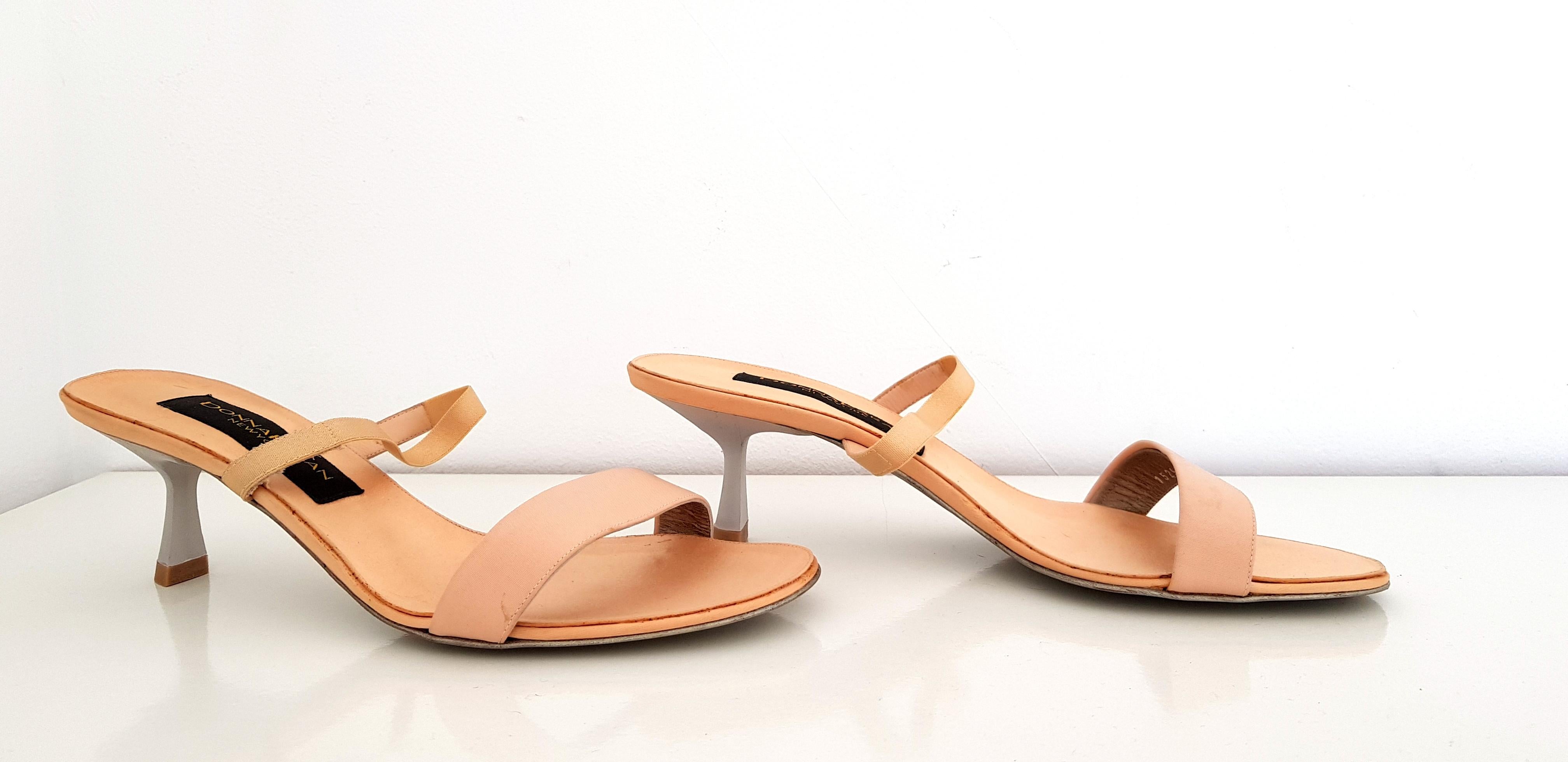 Orange  Donna Karan Beige Leather Open Toes Heels. Size B9 (US) For Sale