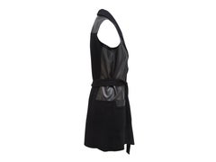 Donna Karan Black Cashmere Leather Trimmed Vest