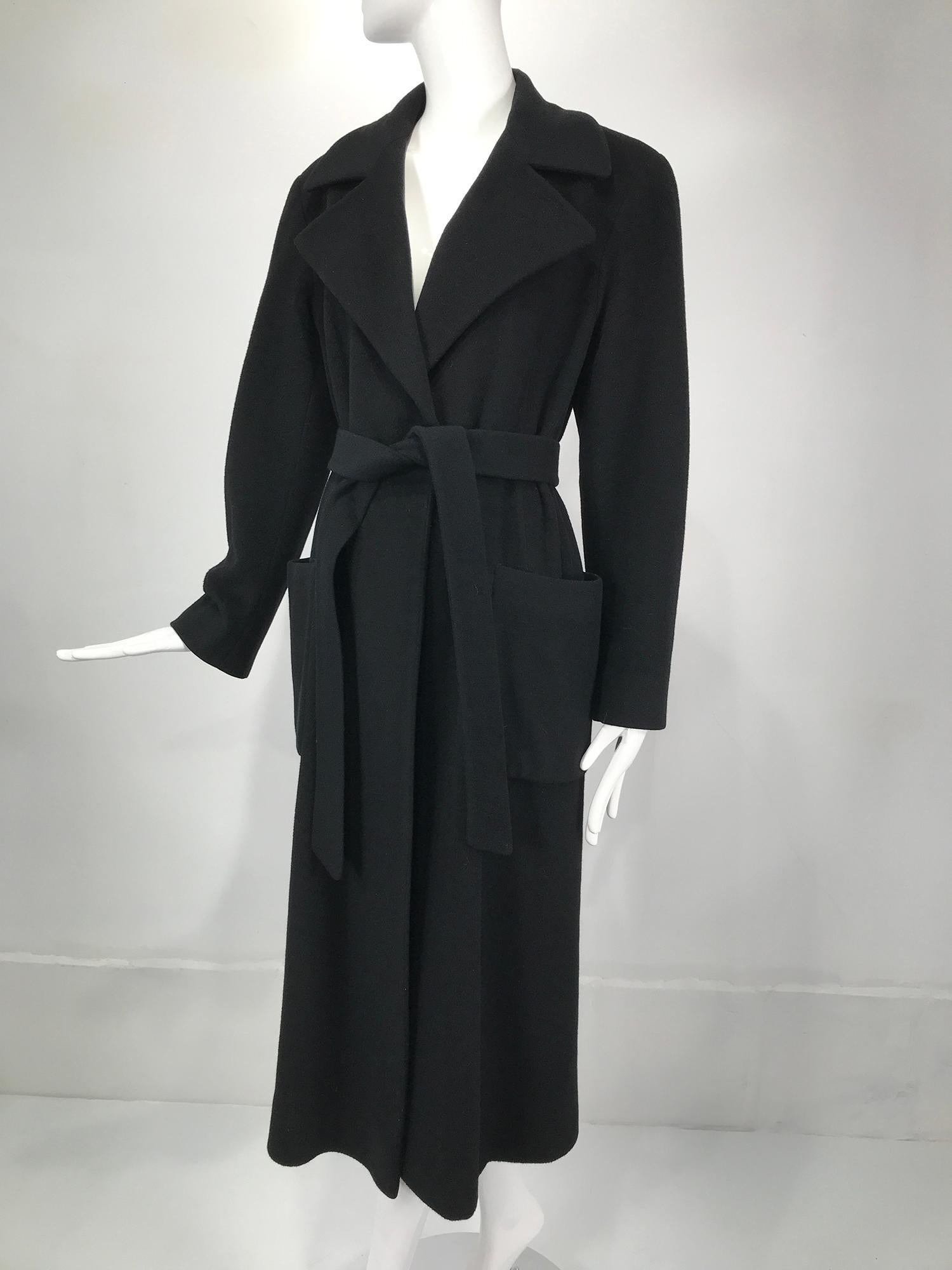 Donna Karan Black Cashmere Wrap Coat 10 4
