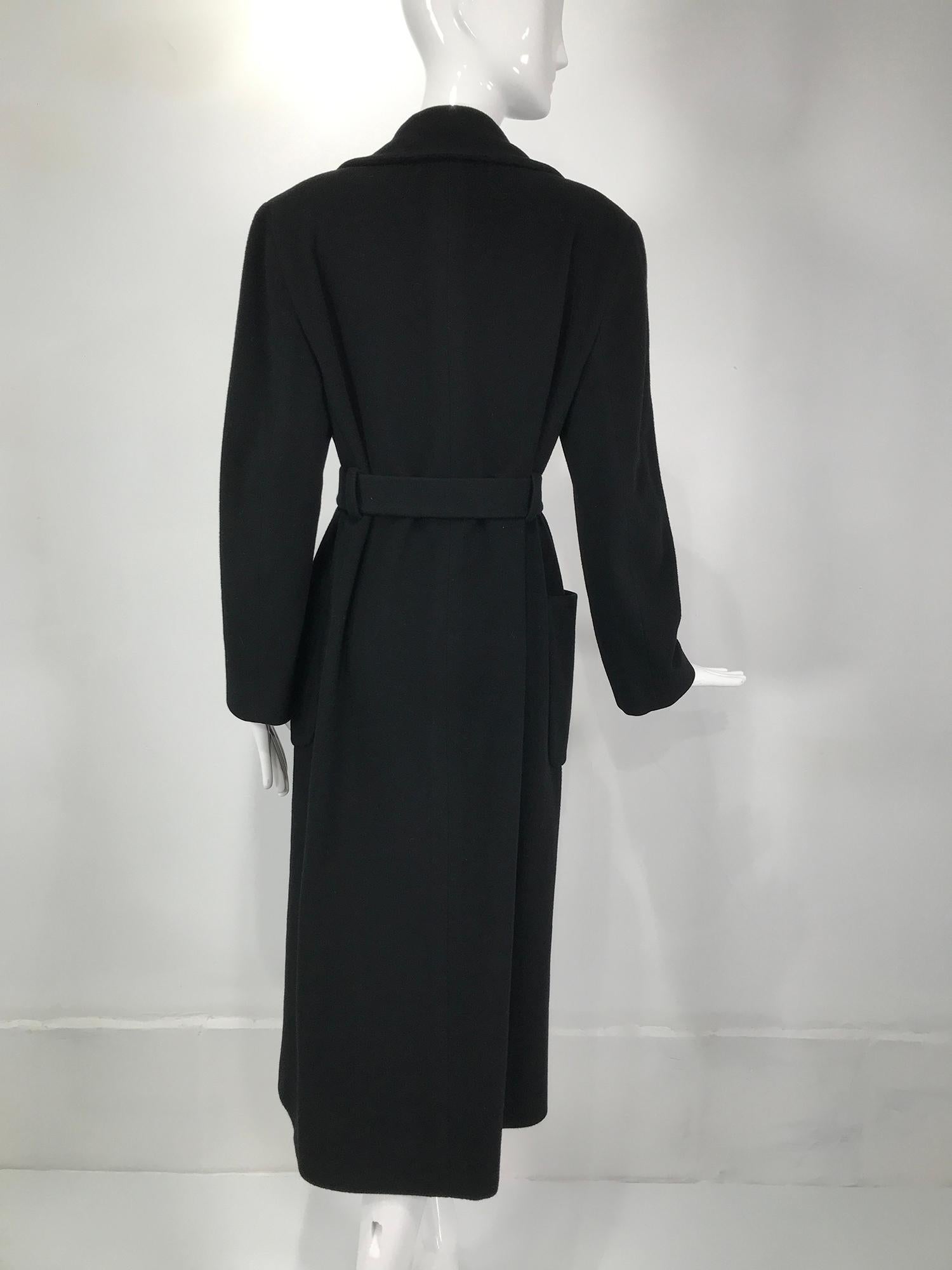 Donna Karan Black Cashmere Wrap Coat 10 In Good Condition In West Palm Beach, FL
