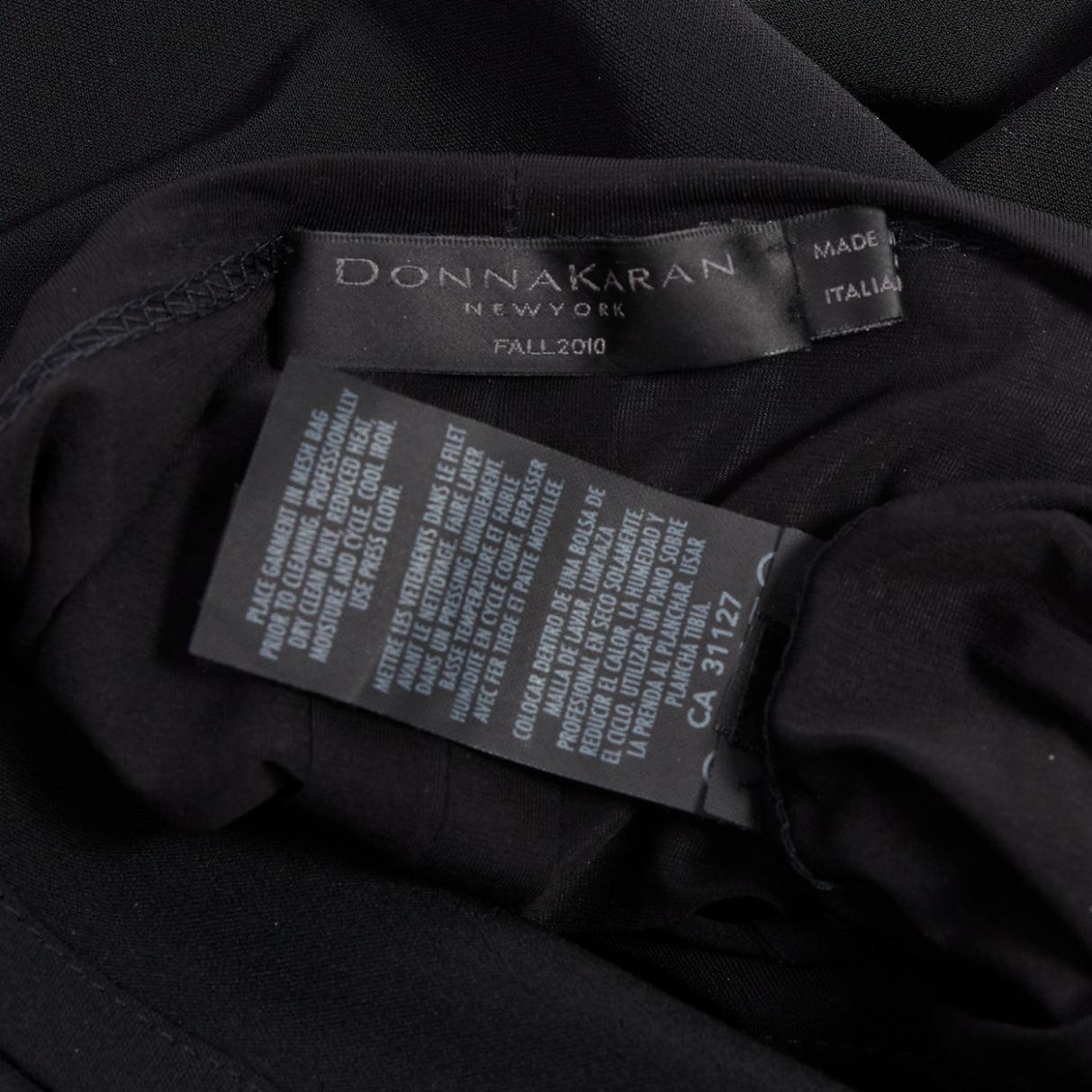 DONNA KARAN black drape cowl wrap front ruched dress US2 S For Sale 5